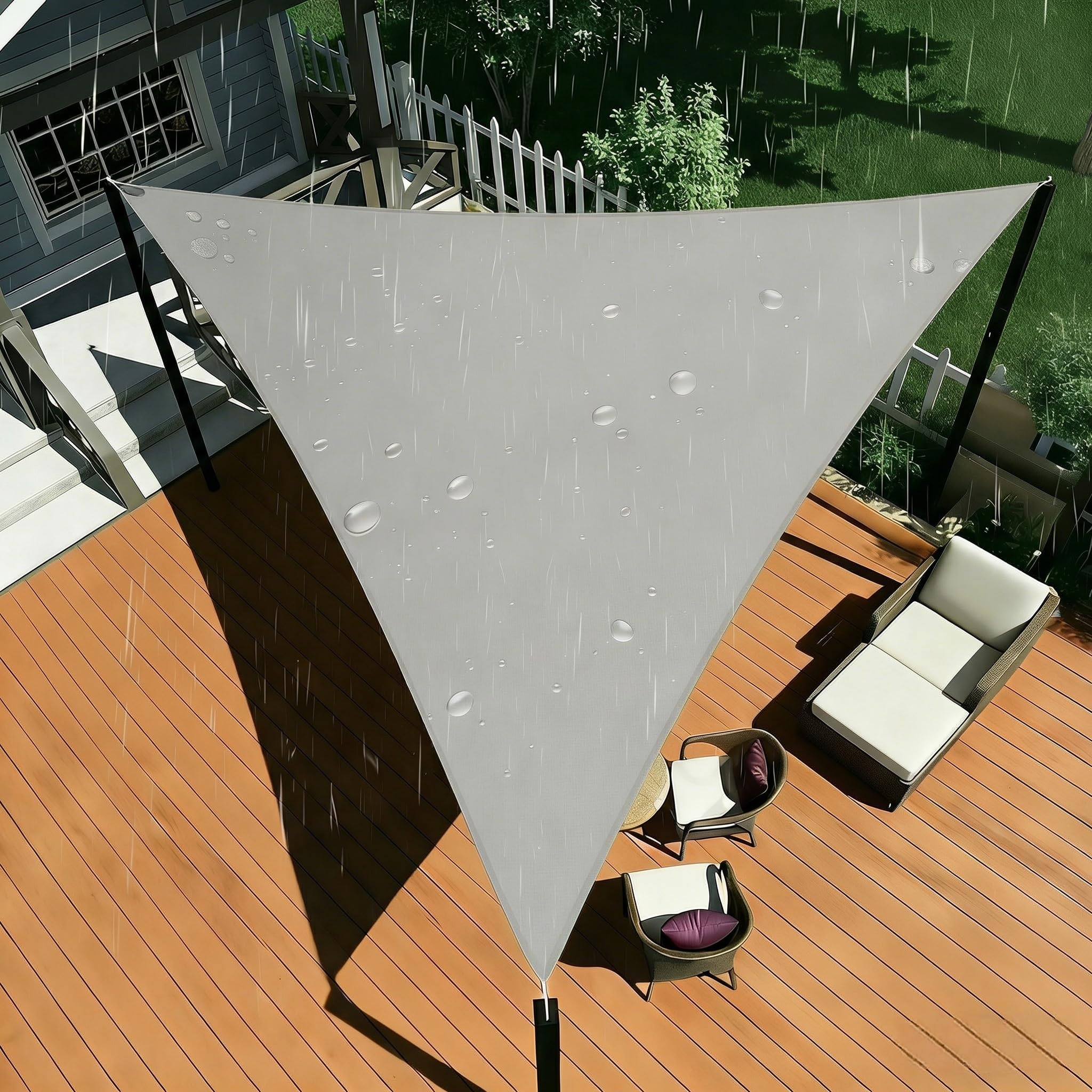 Voile d'ombrage anti-UV 95% et imperméable, toile gris clair pour jardin et balcon
