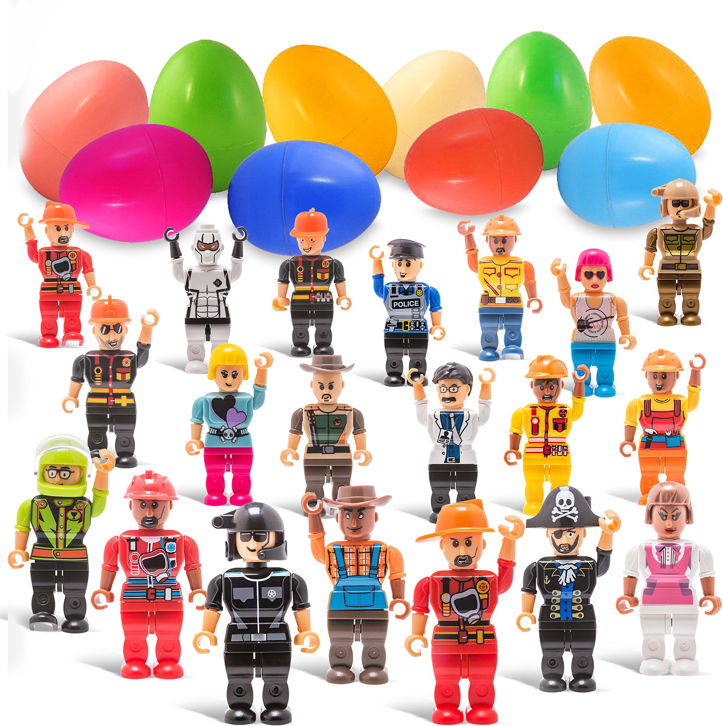 DWS Easter Eggs with Toys - Boy and Girl Mini Figurine Toys - Easter Egg Surprise Filled Toys - Mini Figures - Toy Filled Easter Eggs for Egg Hunt