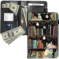 Vista 1 de RYUITHDJP Libreta para mesera, libros de camarera con bolsillo con cremallera, diseño de gato, organizador de libros de servicio, restaurante