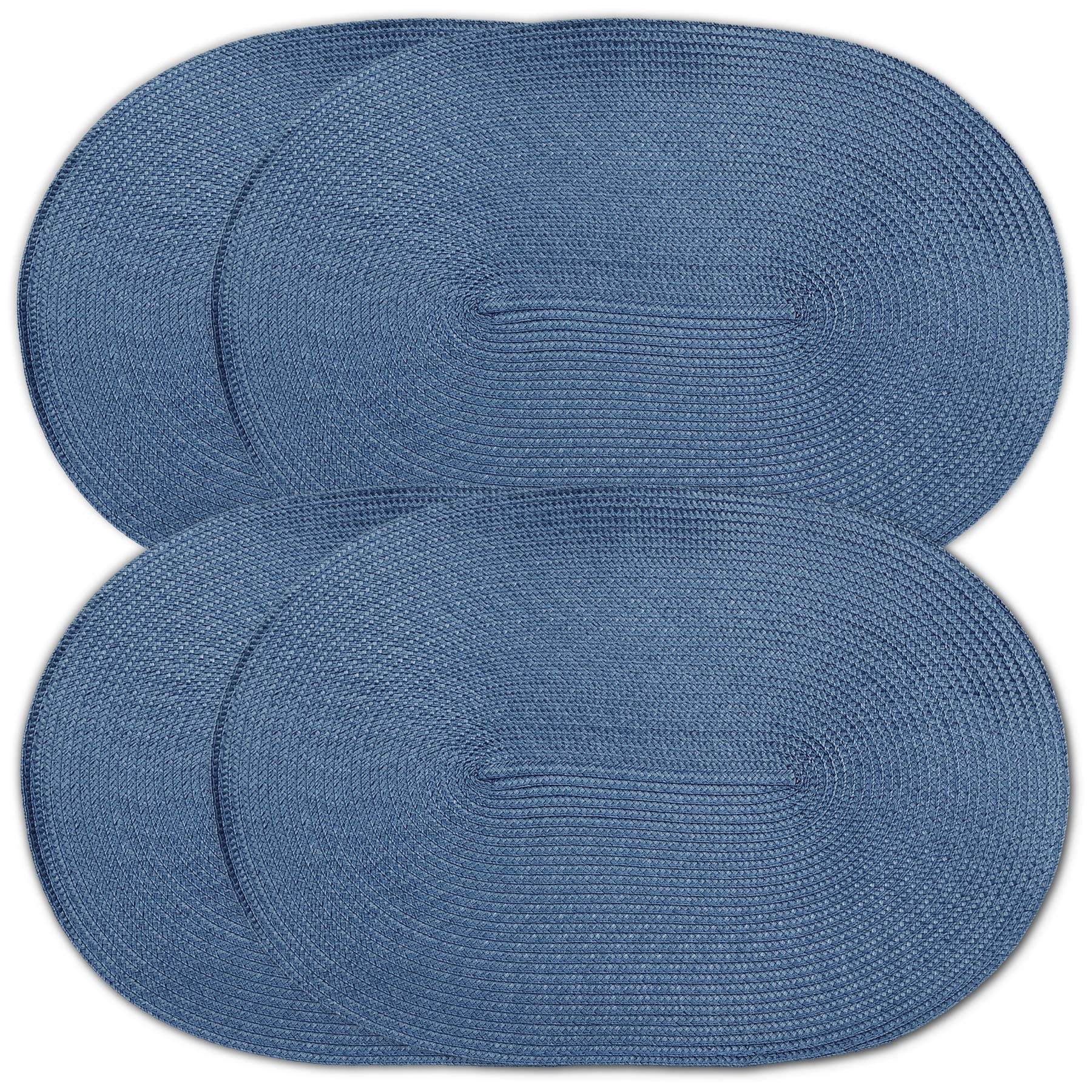 CAIT CHAPMAN HOME COLLECTION Platzdeckchen, oval, geflochten, Polypropylen, Kunststoff, Kopenhagen-Blau, 4 Stück