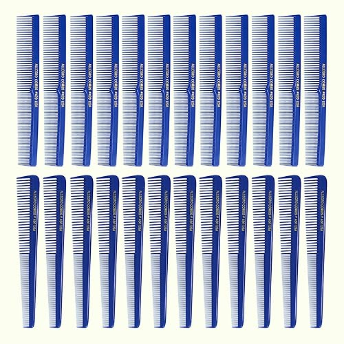 Allegro Combs Juego de corte de pelo #420 y #450 Peines de peluquero para estilistas cónicos - 24 peines azules