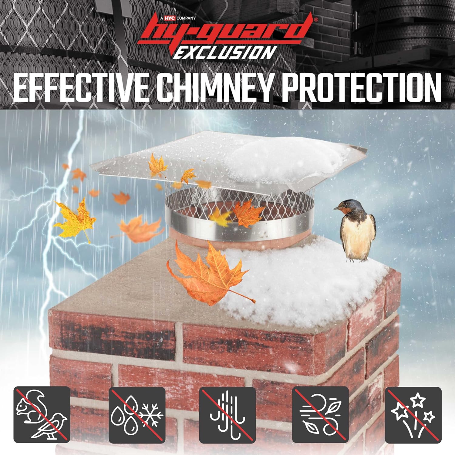 Exclusion 18 in. Round Slip-In Welded Leg Single Flue Stainless Steel Chimney Cap