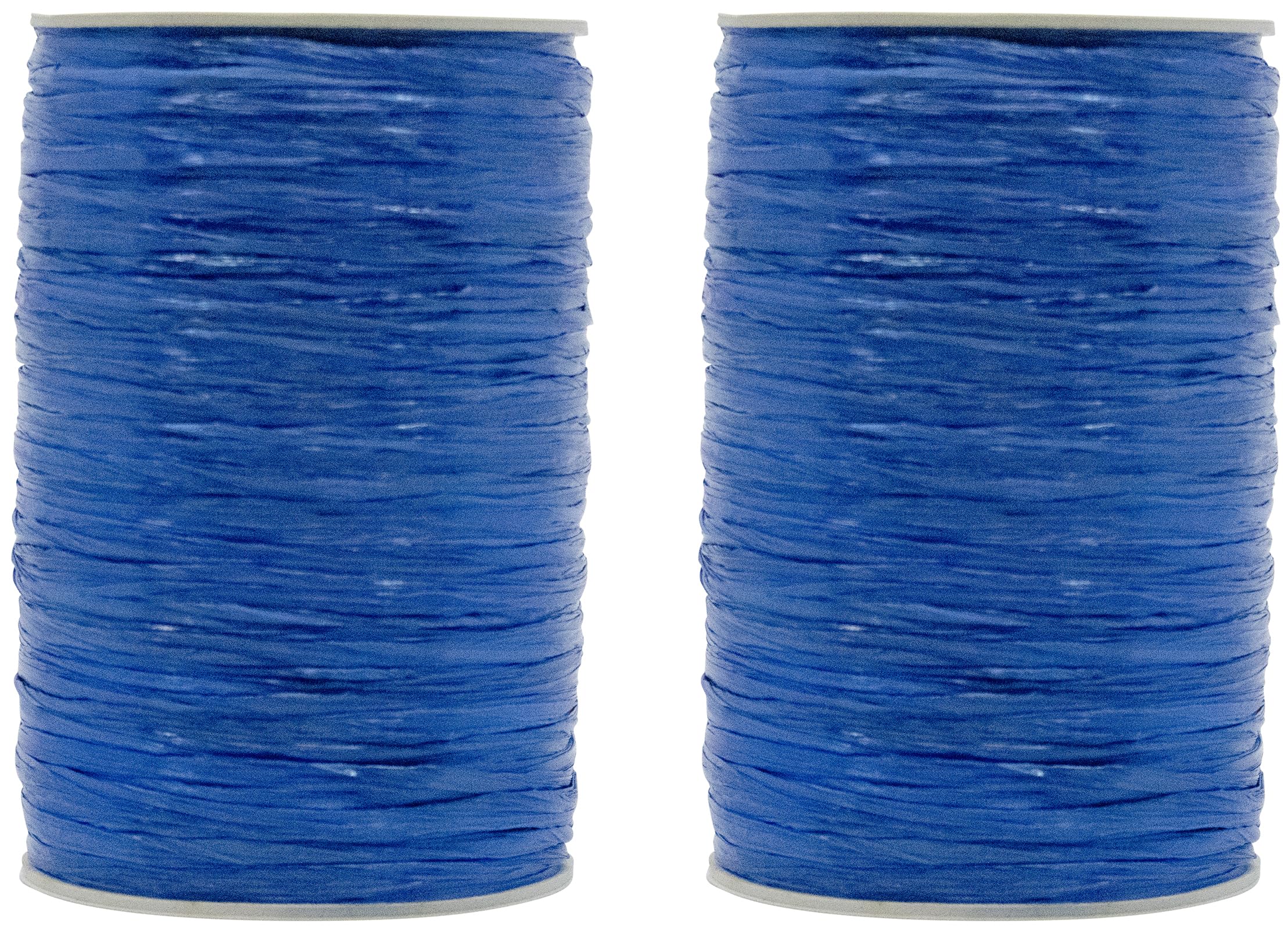 Pack of 2 Pearlized Raffia Ribbon Rolls 200 Yards for Kraft Packaging and Decoration (Royal Blue)