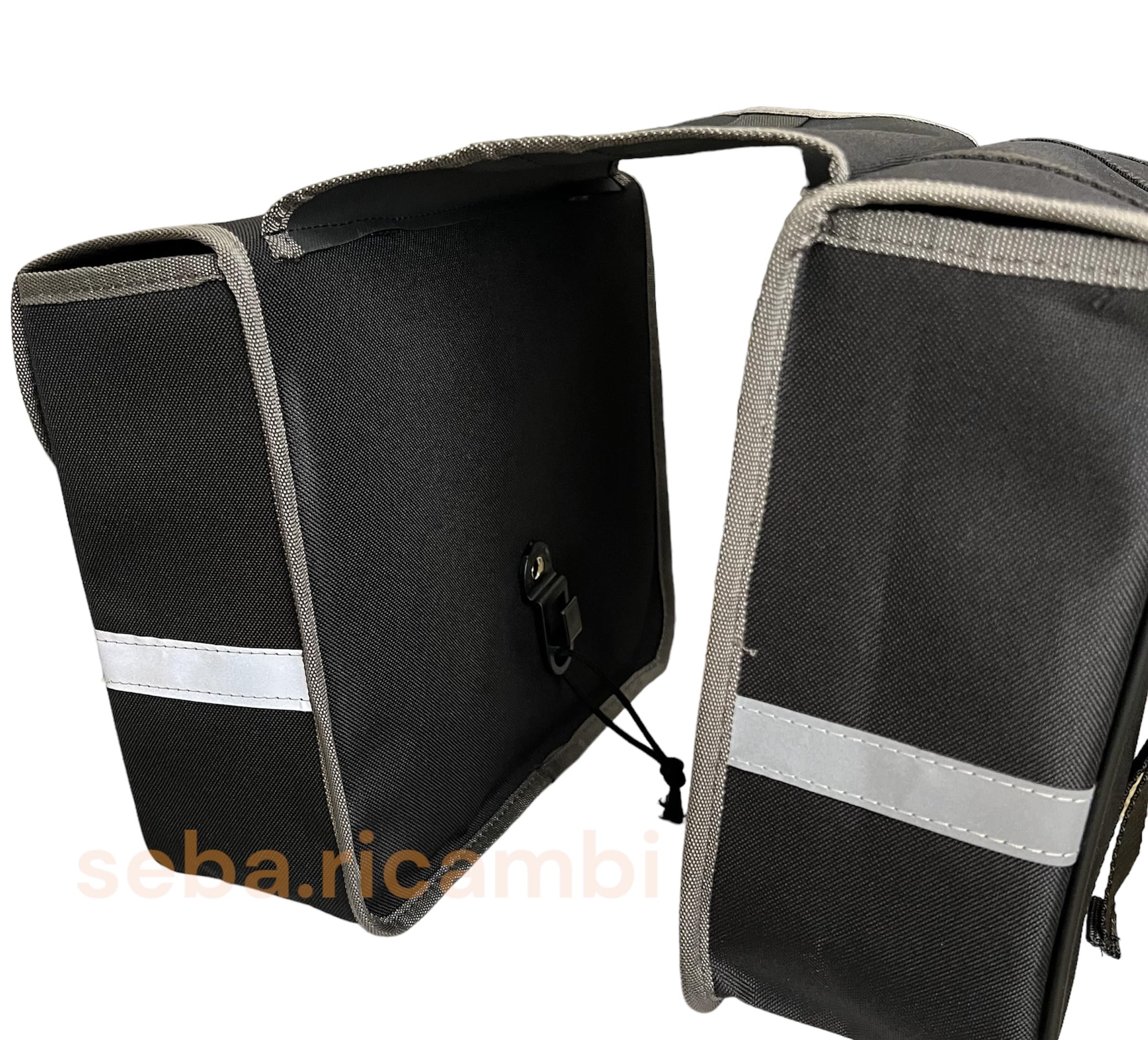 seba.ricambi Coppia Borse Laterali per Piaggio Ciao, Tela Nera, Rigide, 30 cm Lunghezza, 25 cm Altezza, Made in Italy