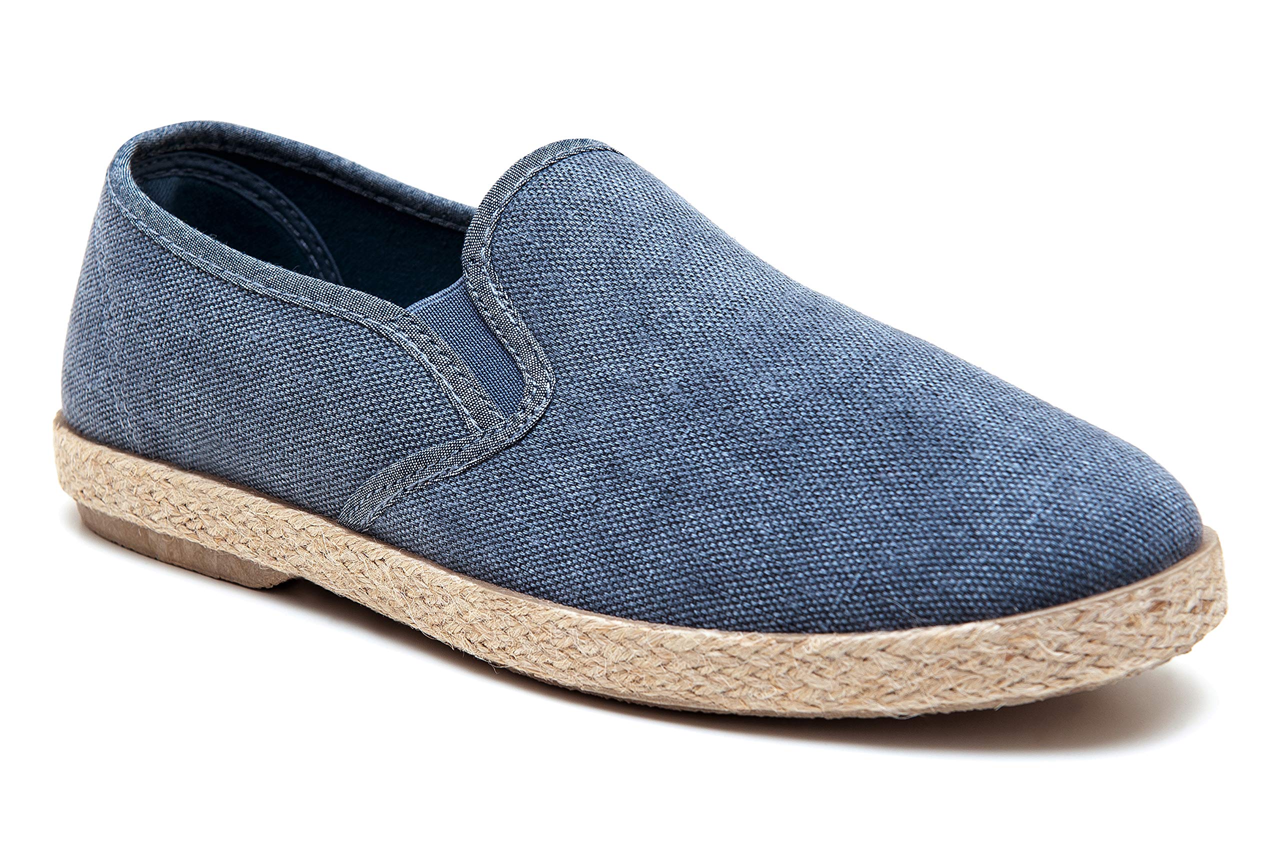 Mocassini Espadrillas uomo Artigianali Scarpe basse casual estive barca (45, Blu)