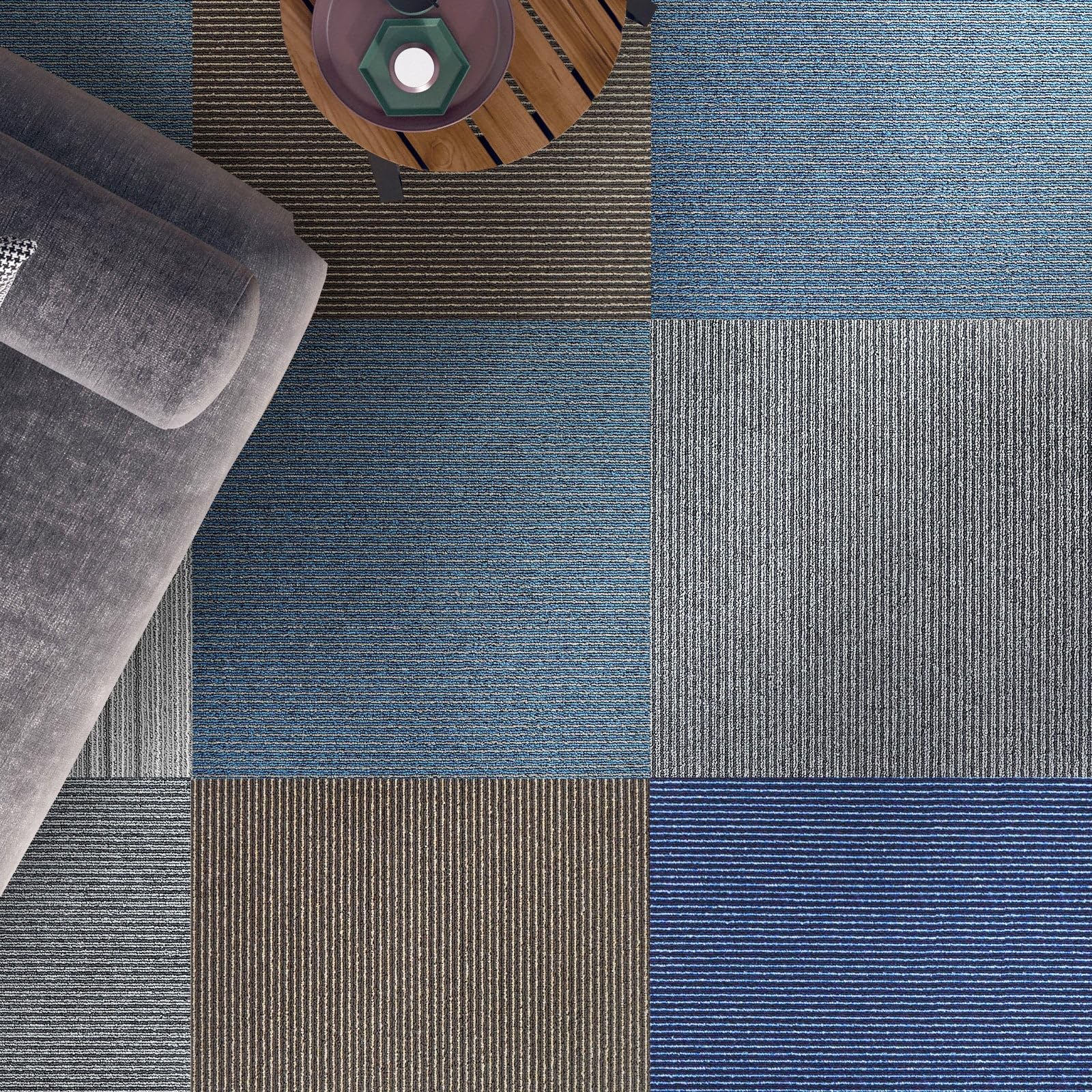 Floordirekt Bohemia - Piastrelle per Moquette autoportante per Ufficio e Commerciale, 50 x 50 cm, Resistente, Moquette, con Retro in Vinile Antiscivolo, Grigio