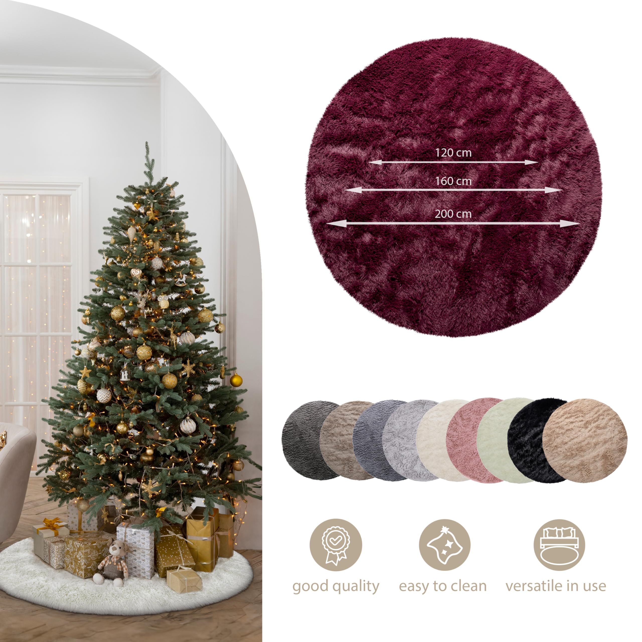 Paco Home Tapis De Salon Poil Long Rond Salon Tapis Shaggy Moderne Poil Long Fausse Fourrure Moelleux Monochrome, Dimension:160 cm Rond, Couleur:Ivoire (Crème)