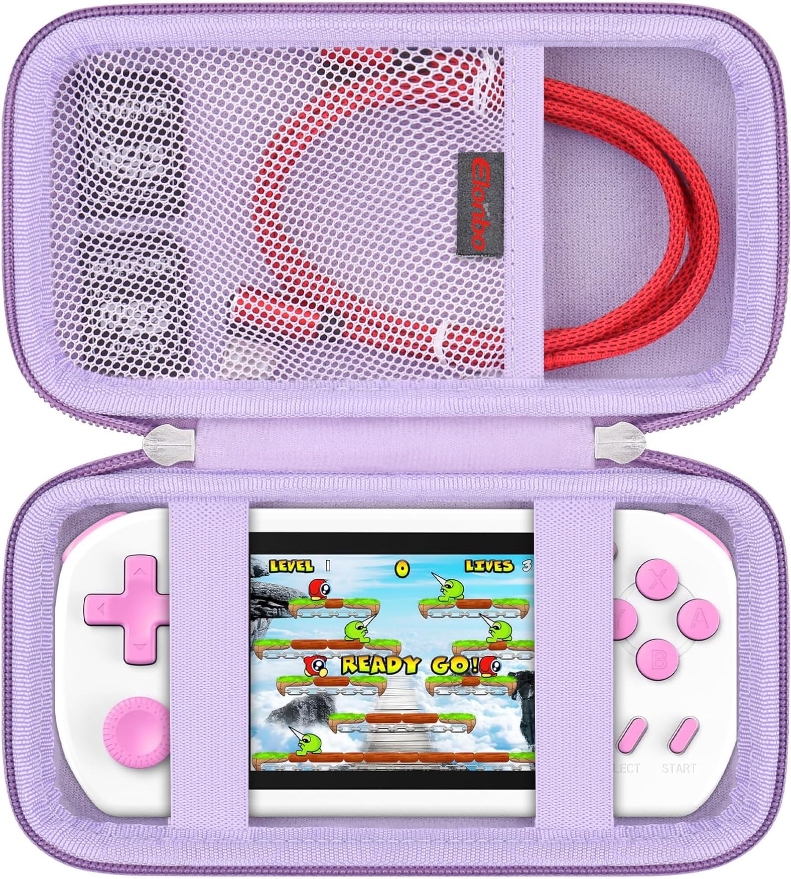 Elonbo Carrying Case for TEBIYOU/ WELLST·G/ TaddToy/ Beijue/ FAMILY POCKET/ CCTU/ X-JOYKIDS/ GREENCREEK/ Beico/ KAVOYI/ GuaiyeyeAP Handheld Game Console, Portable Electronic Gaming Player Bag, Purple