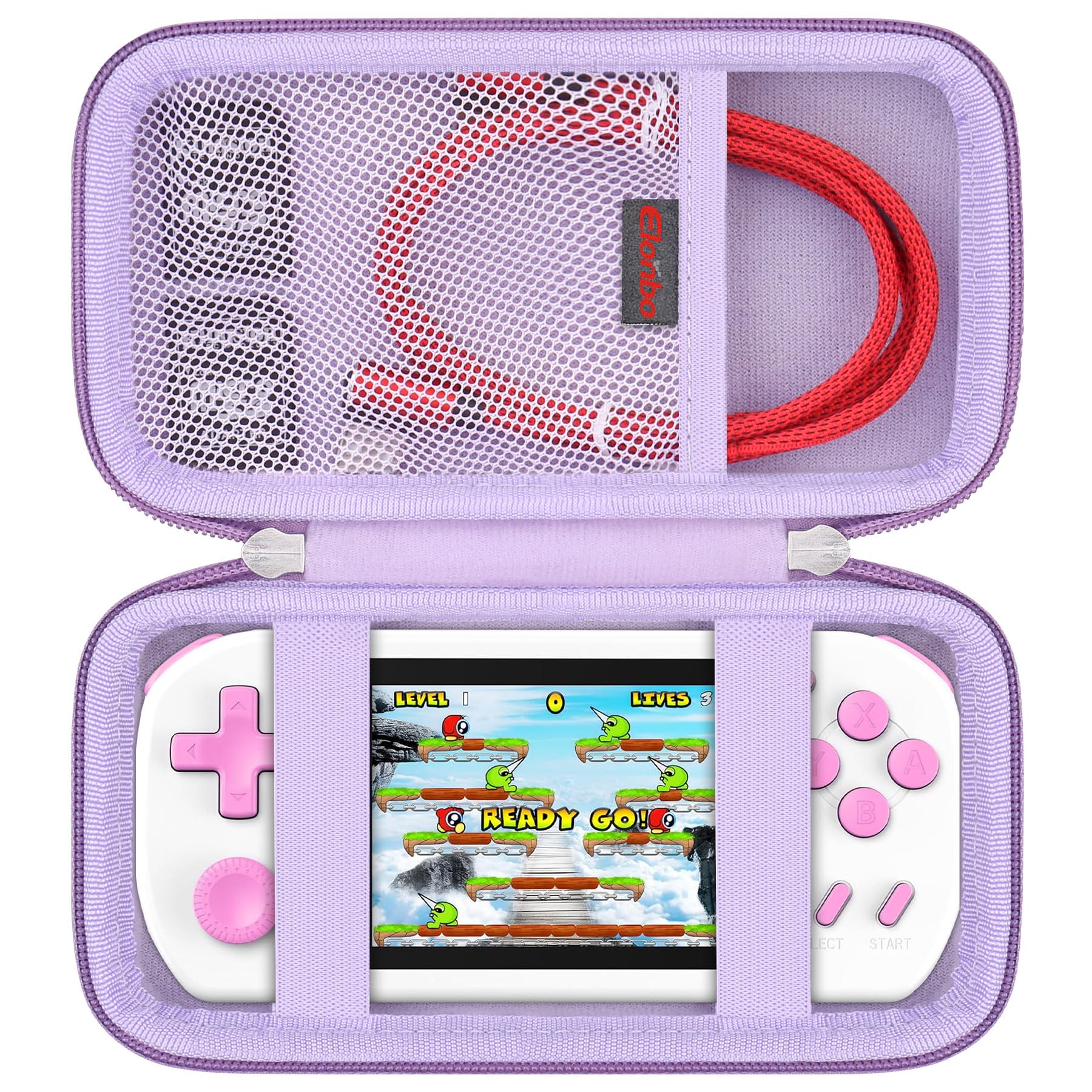 Elonbo Carrying Case for TEBIYOU/ Great Boy/ Beico Handheld Game Console Retro Video Games, Portable Gaming Player Travel Storage Cover, Mini Arcade Electronic Toy Holder Bag, Purple