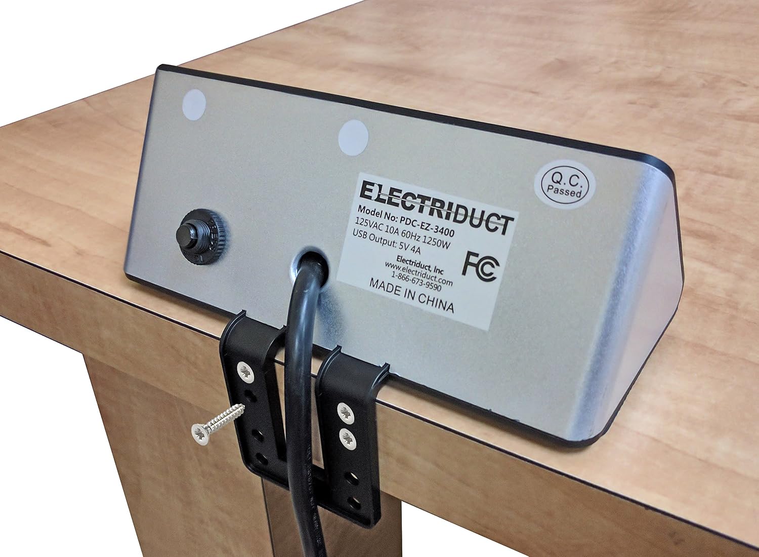 Electriduct Edge Mount Nightstand Charger 4 Amp 4 USB Charging Ports, 3 AC Power Strip Outlets Desk Power Center