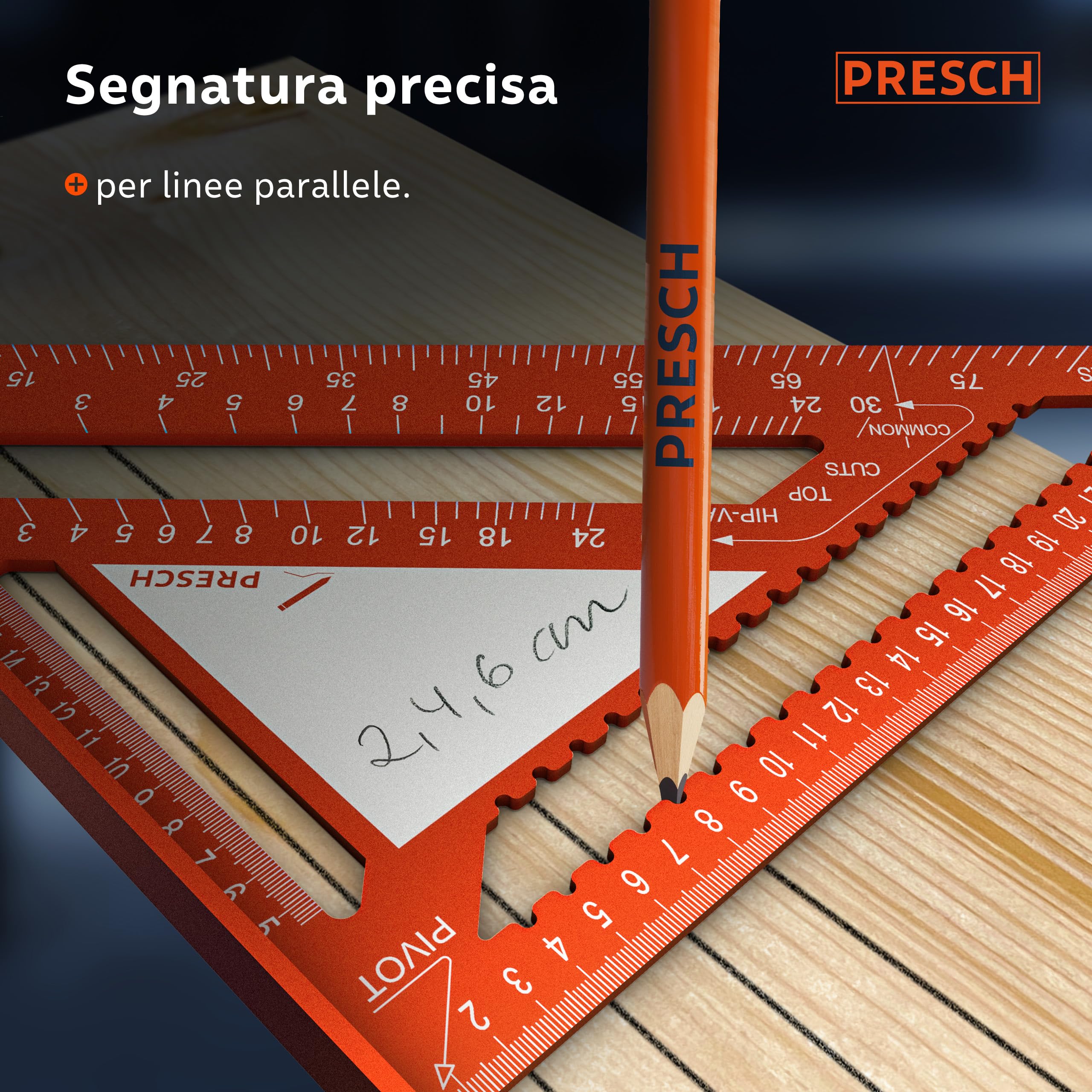 Presch Squadra da falegname Set 180mm 300mm Alluminio fresato ad alta precisione