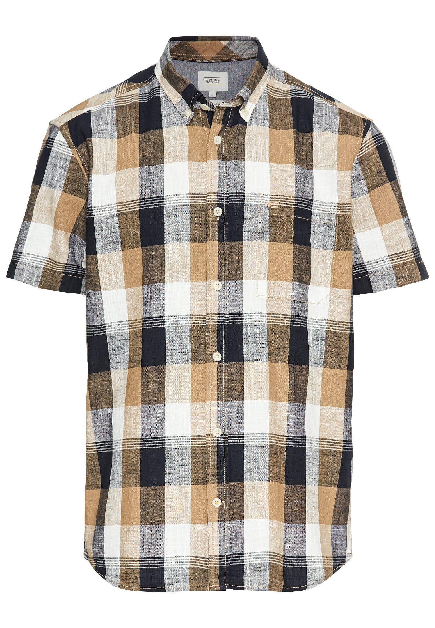 camel active Herren Kurzarm Hemd aus Baumwolle