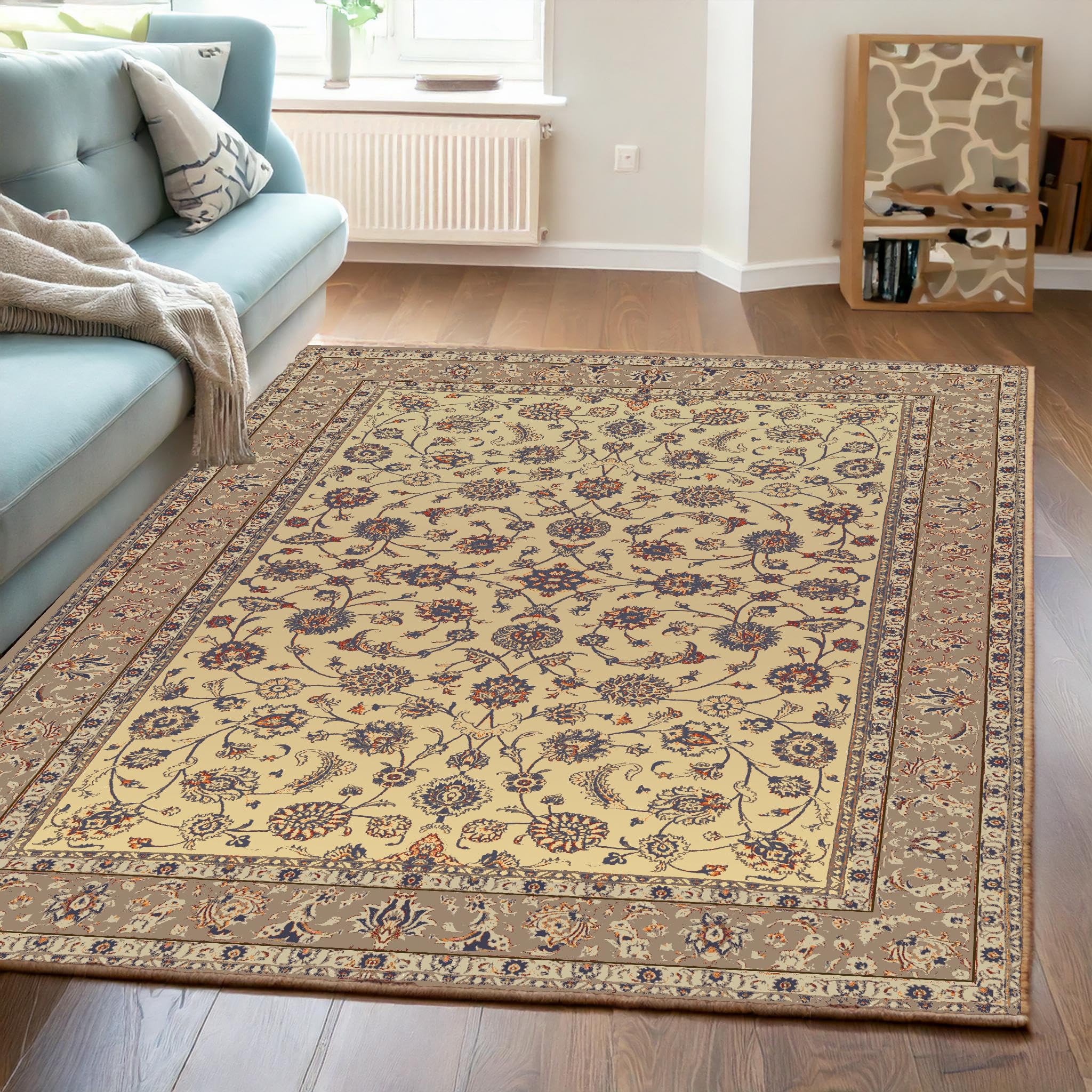 ishro home Premium Rectangular Carpet for Hall, Bedroom, Living Room|Medallion Collectible Carpets|Anti Skid|Machine-Washable|Non-Shedding|Non- Fading|(5x7 Fts, Mahal)-image-27