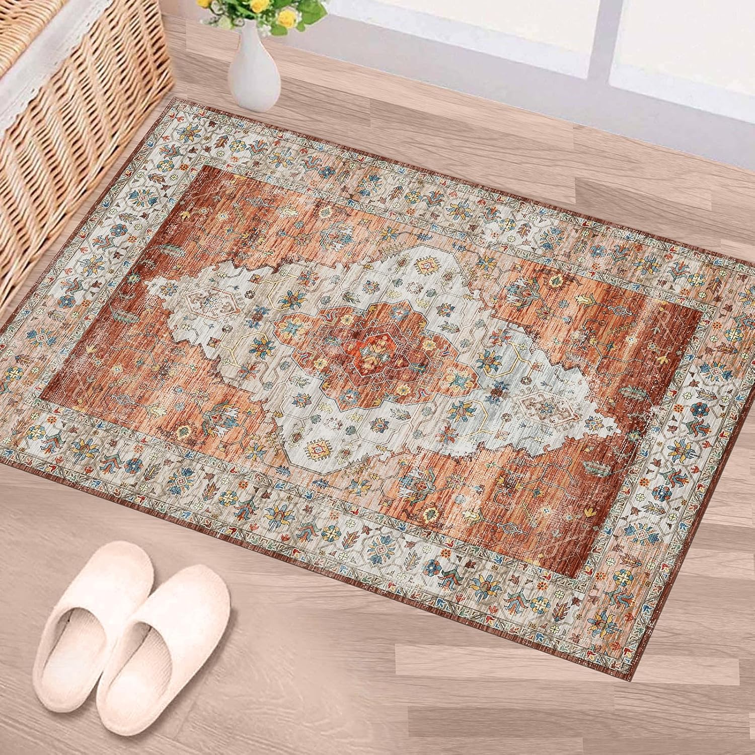 IKALIFE UltraThin Washable Vintage Area Rug 2'x 3' for