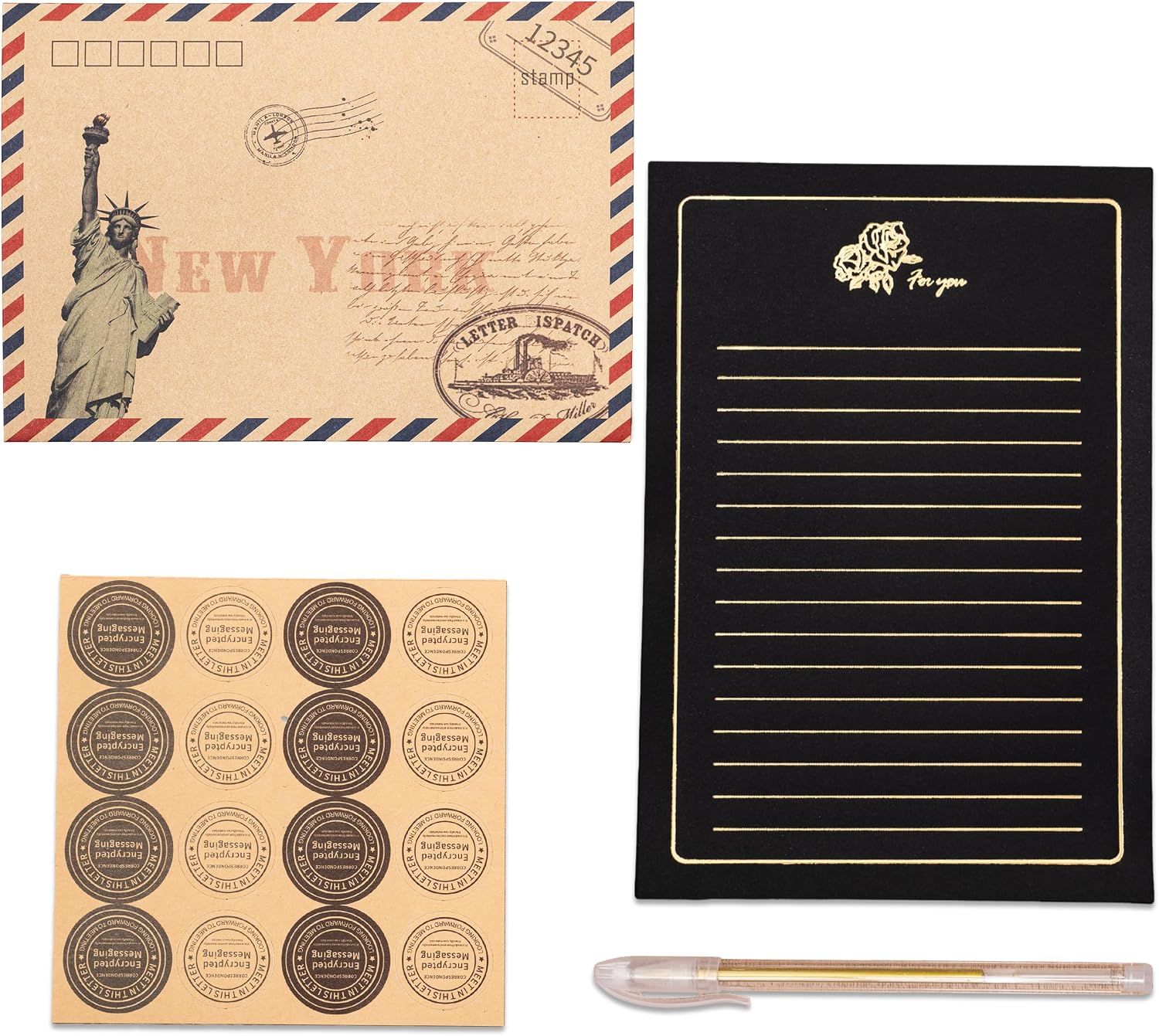 Classic-Inspired Kraft Airmail Stationery Set
