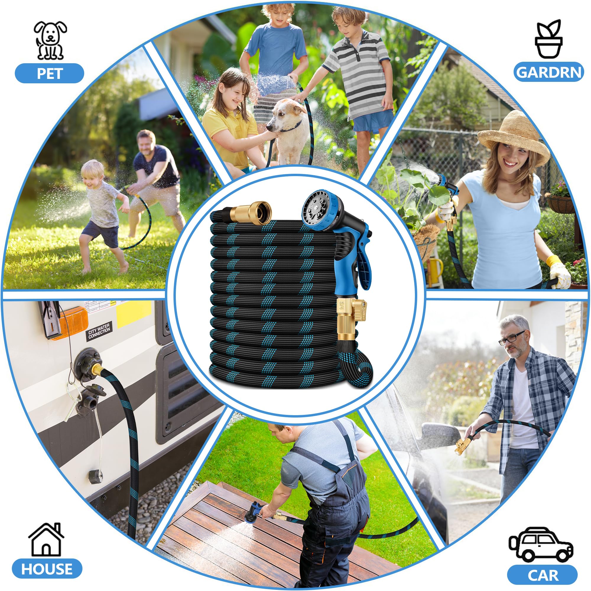 100 FT Non-Expandable Garden Hose, 2026 New Upgraded Flexible Water Hose, Ultra Lightweight Non-Expanding hoses with 10 Function Sprayer, Leak proof, Pressure Resistant for Yard, Outdoor — view 7