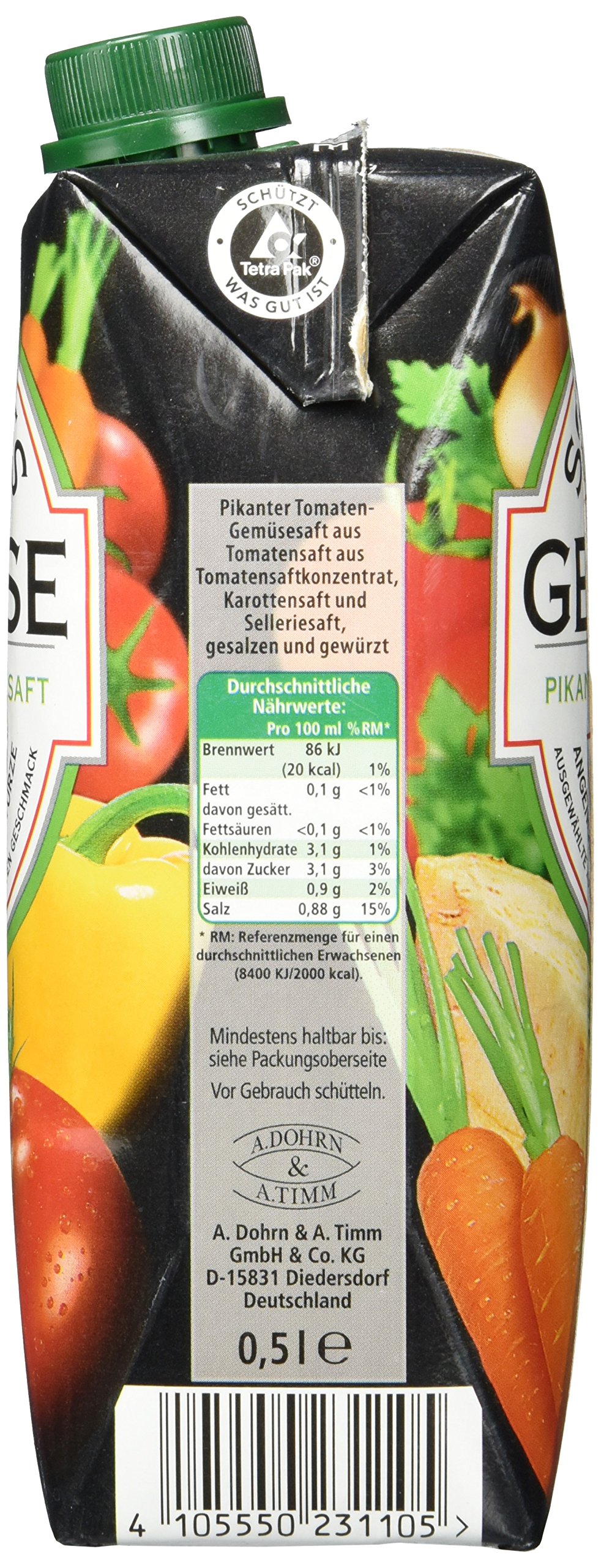 Scharfe Säfte Gemüse, 12er Pack (12 x 500 ml)