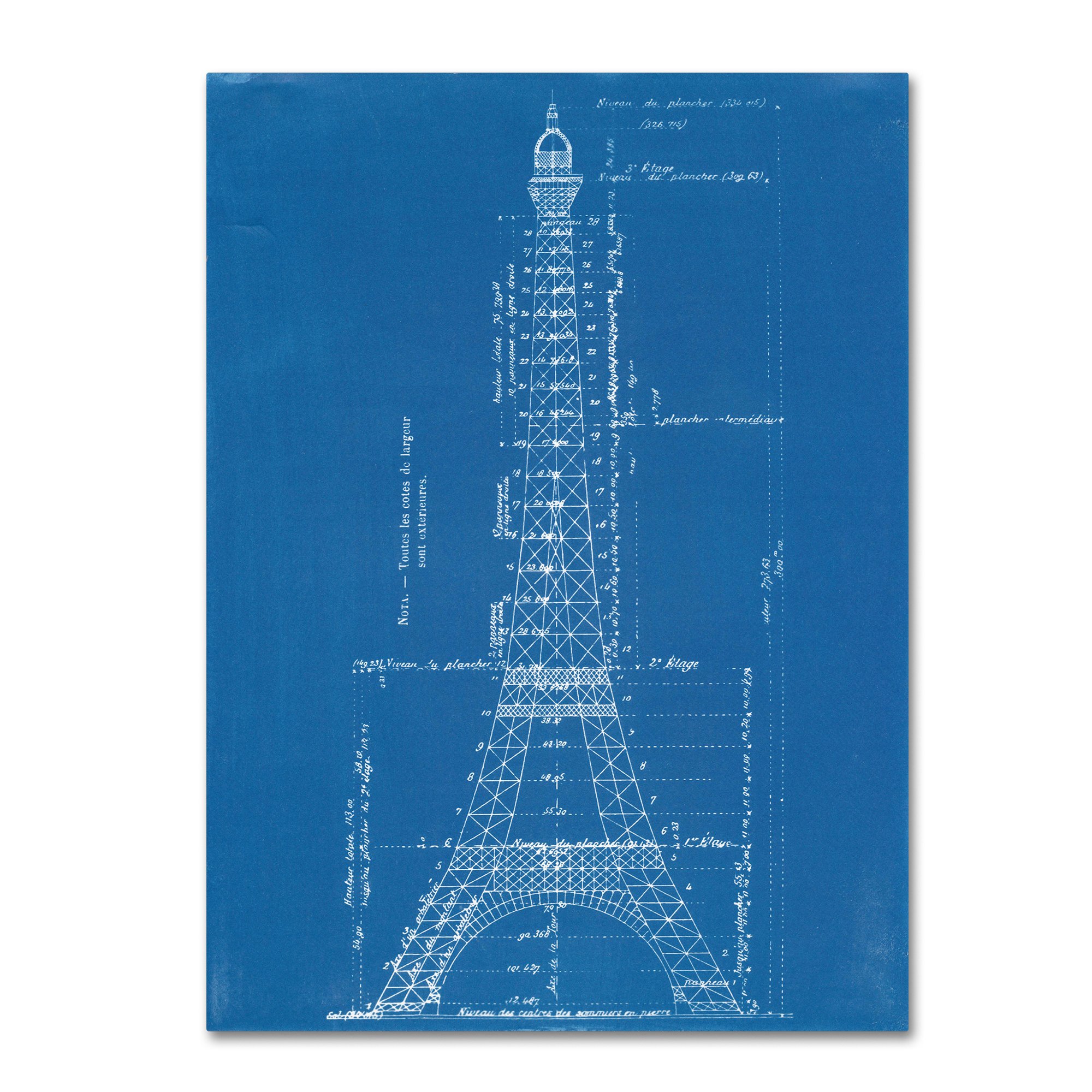 Amazon.com: Eiffel Tower Blueprint by Vintage Apple Collection, 24x32 ...