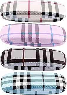 YiliYa 4 Stücke Hardcase Brillenetui, Hartschalen-Brillenetui, Brillenetui Box Tragbare Harte Brillenetui mit Putztuch für...