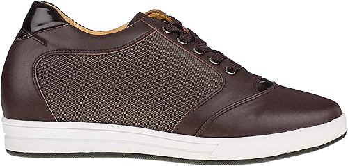 Miniatura 2 de TOTO Zapatos de ascensor invisibles para hombre con cordones de cuero y malla, zapatillas de deporte de moda, 3.2 pulgadas más altas, Marrón