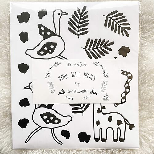 Miniatura 7 de Vieliarte - Vinilo decorativo para pared, diseño original de animales de selva, safari gris, 68 piezas, decoración de guardería, diseño de artista,