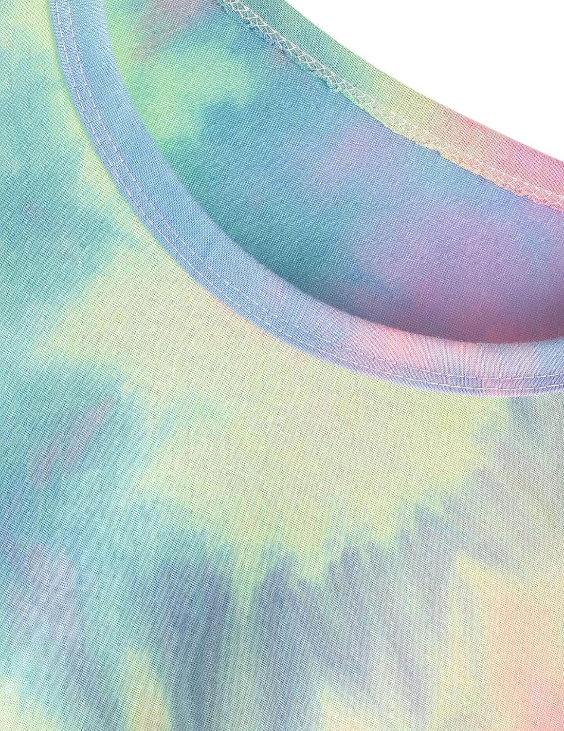 SweatyRocks Women's Tie Dye Round Neck Slim Fit Short Sleeve Crop Top T-Shirt - Image 3