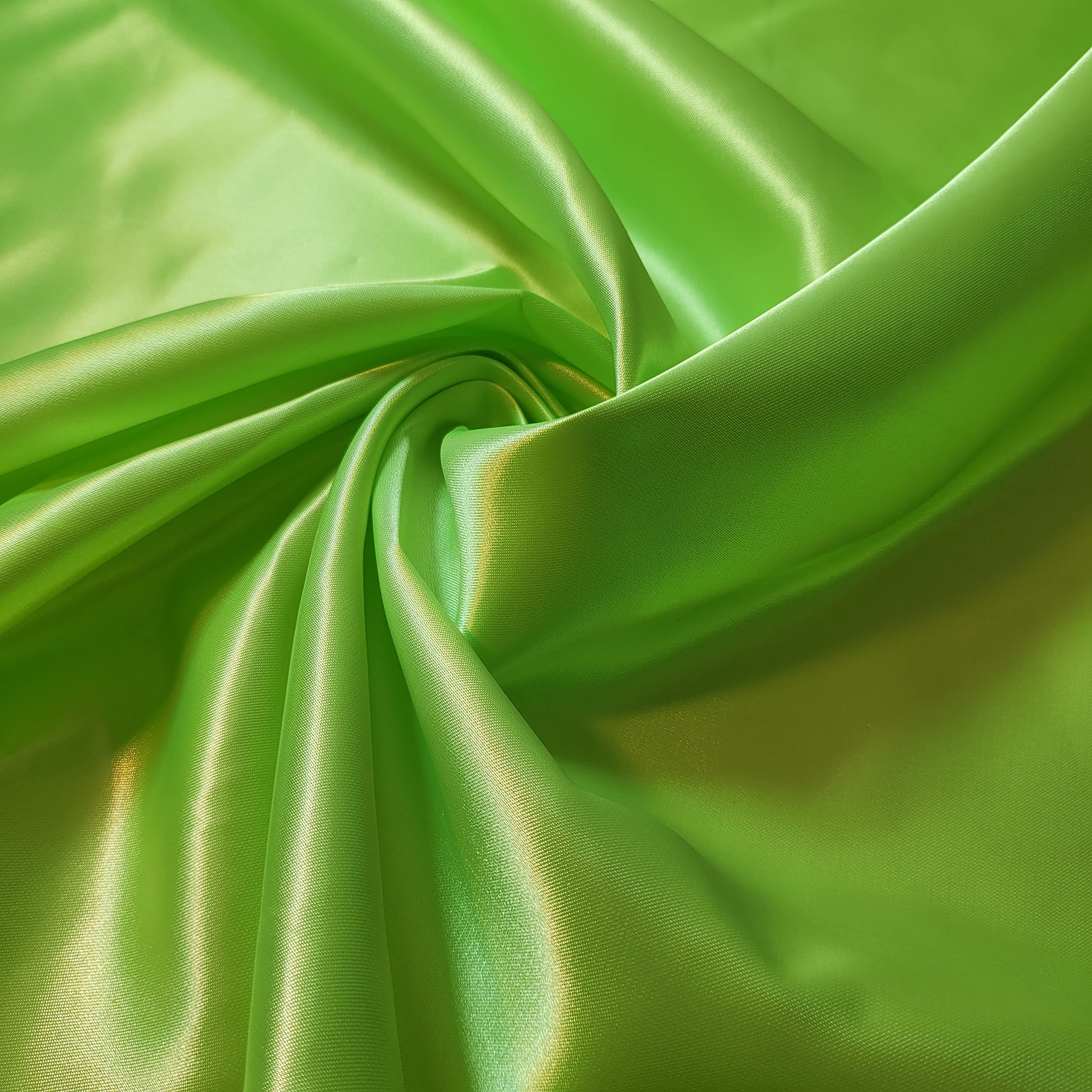 Silky Satin Liquid Solid Plain Luxury Dress Craft Decoration Drape Dancewear Material Wedding Dress Craft Fabric Material 44" - 112cm Wide (EP) (Neon Green, 2 Meter)