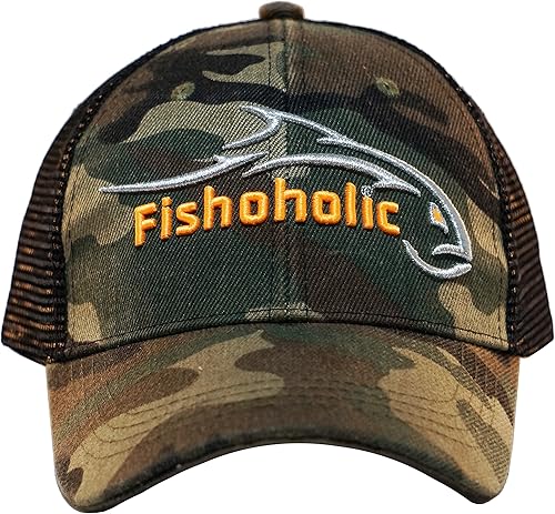 Miniatura 2 de Fishoholic - Sombrero de pesca, 8 variedades de color y 3 tamaños, Snapback & Flexfit (R) TM. Gran regalo para los amantes de la pesca, Negro, talla