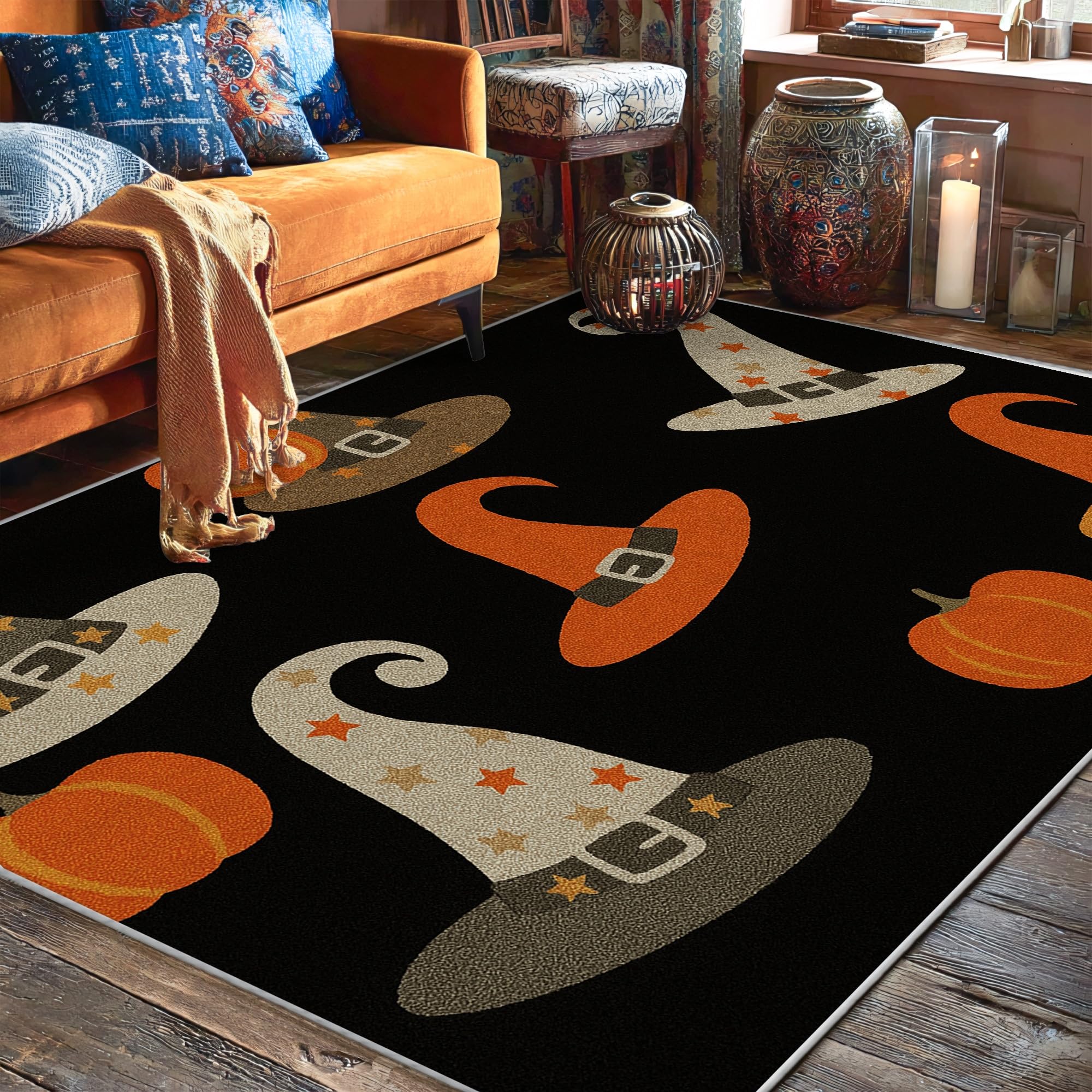 Tapis de sorcière Halloween antidérapant pour éviter les glissades dans le salon