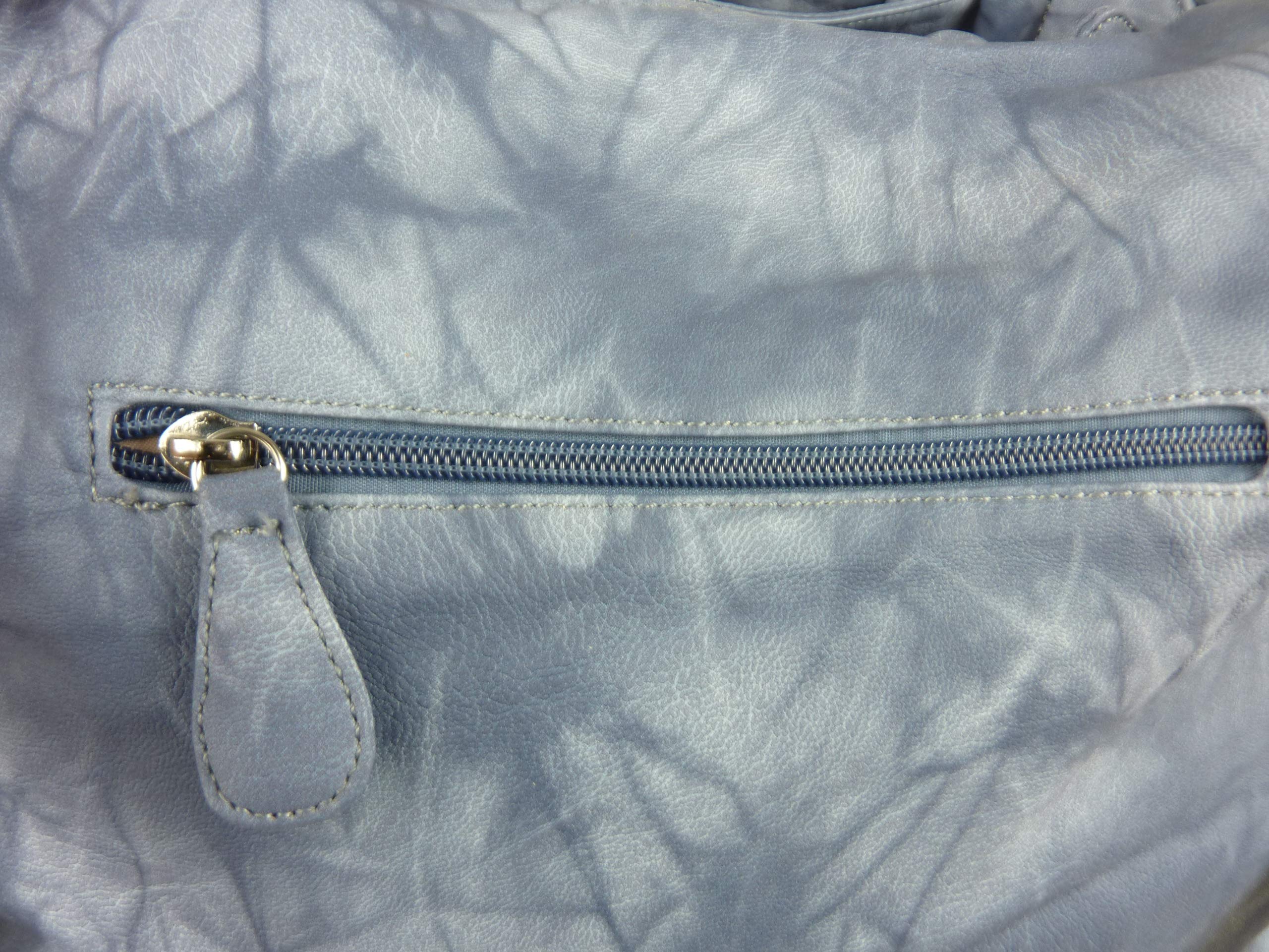 Rucksacktasche I 2in1 Damen Rucksack und Handtasche in Einem I Schultertasche einfarbig uni und batik I Damen-Tasche sportlich & leger (jeansblau blau)
