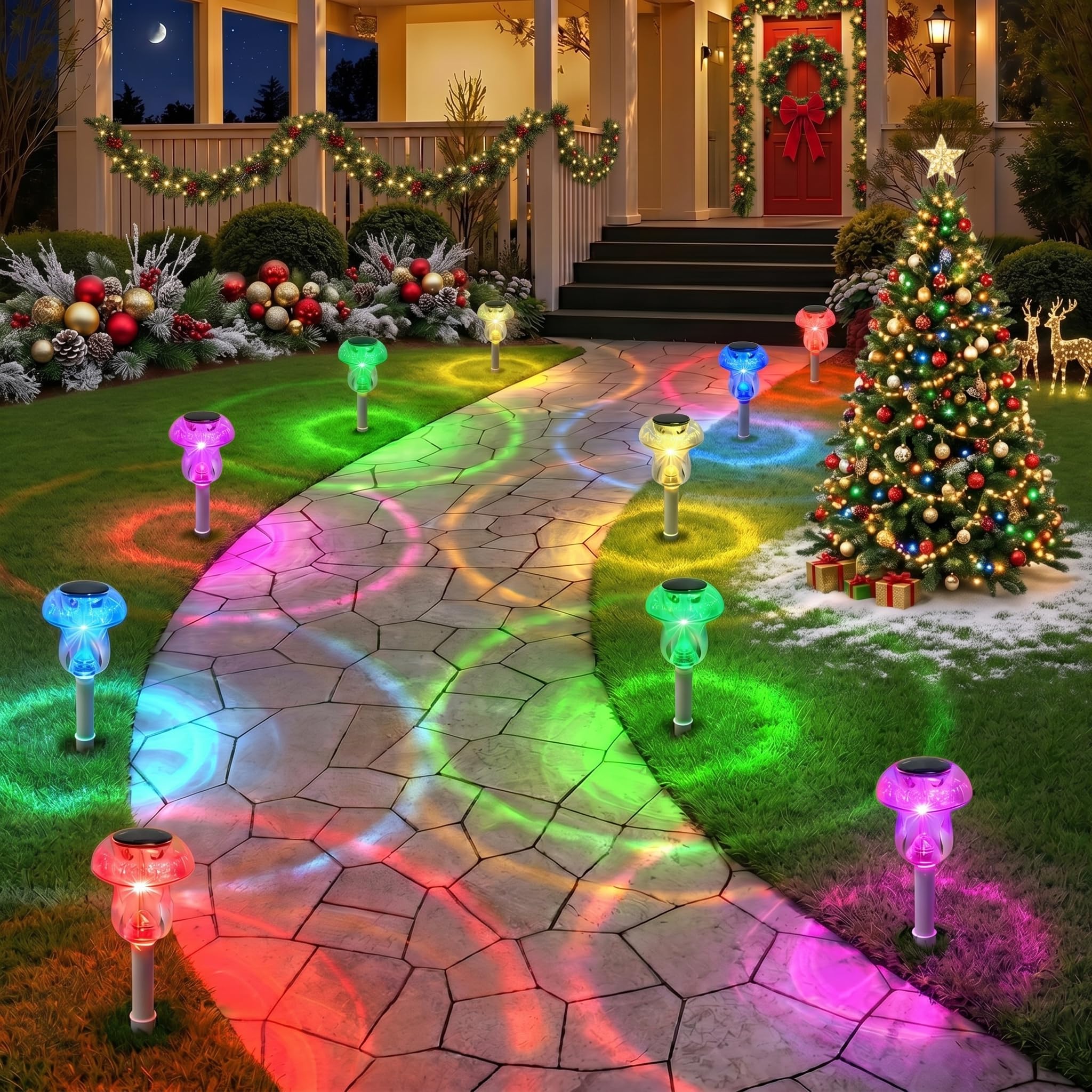 Luci solari per esterni, 16 pezzi, luci a fungo per esterni, impermeabili, luci a LED a energia solare per giardino, cortile, paesaggio, sentiero, prato, passerella, vialetto, vialetto