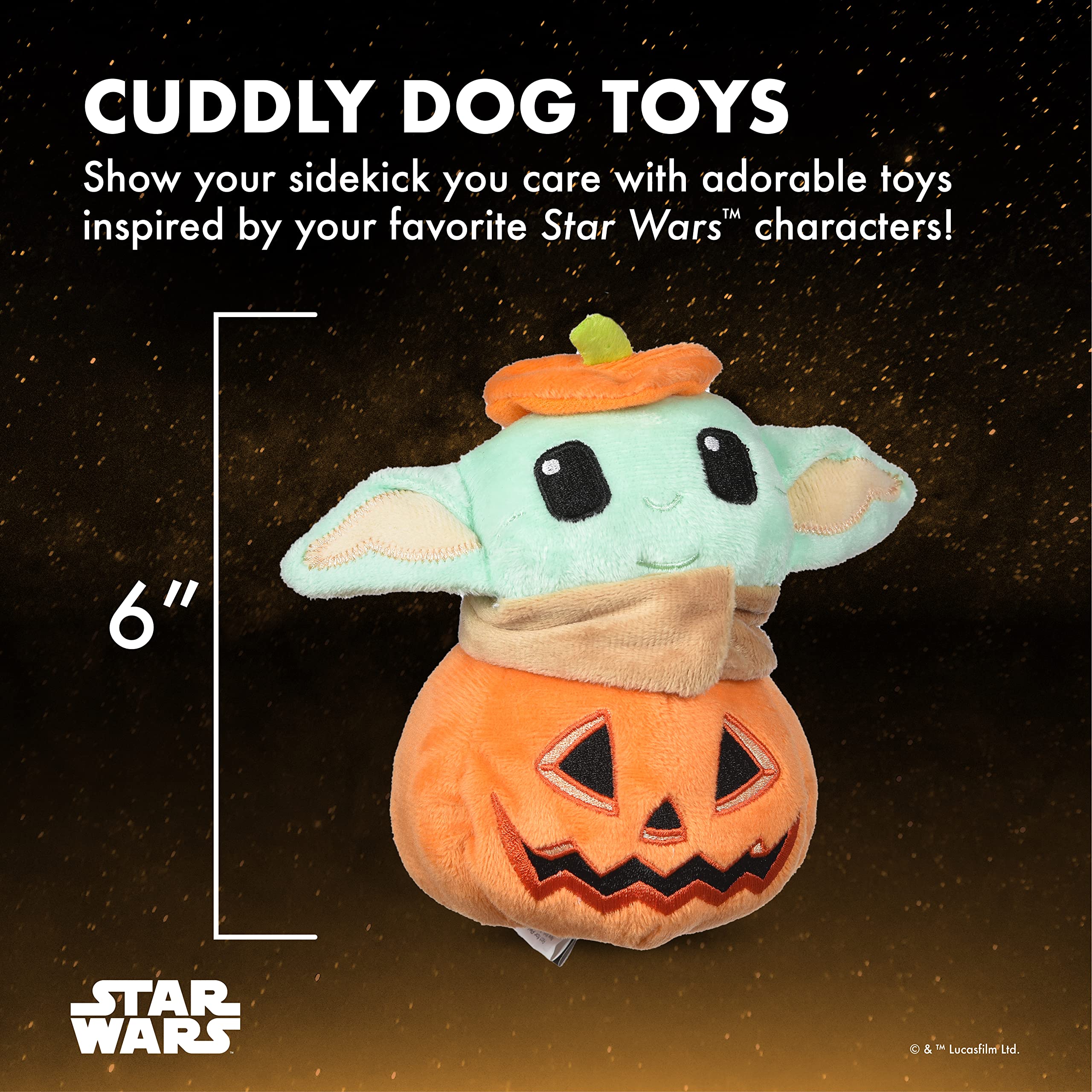 Star Wars Hundespielzeug Grogu Halloween Hundespielzeug Kürbiskopf,Kleine Hundespielzeug, Quietschendes Hundekauspielzeug Mandalorian Das Kind Hundespielzeug Plüsch, 6 Zoll