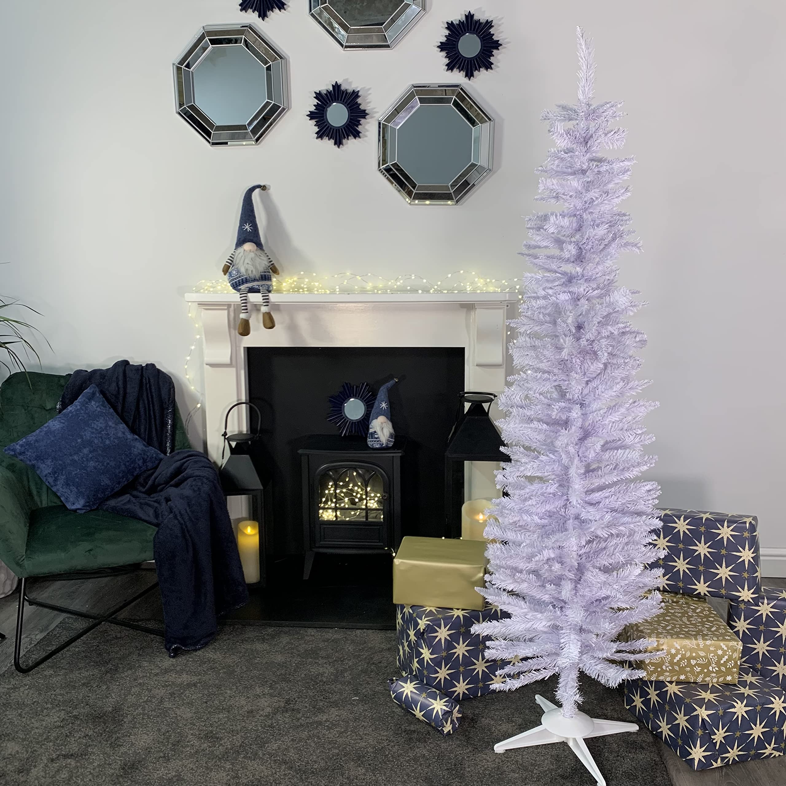 Samuel ALEXANDER 6ft (180cm) White Pencil Pine Christmas Tree with 321 Tips