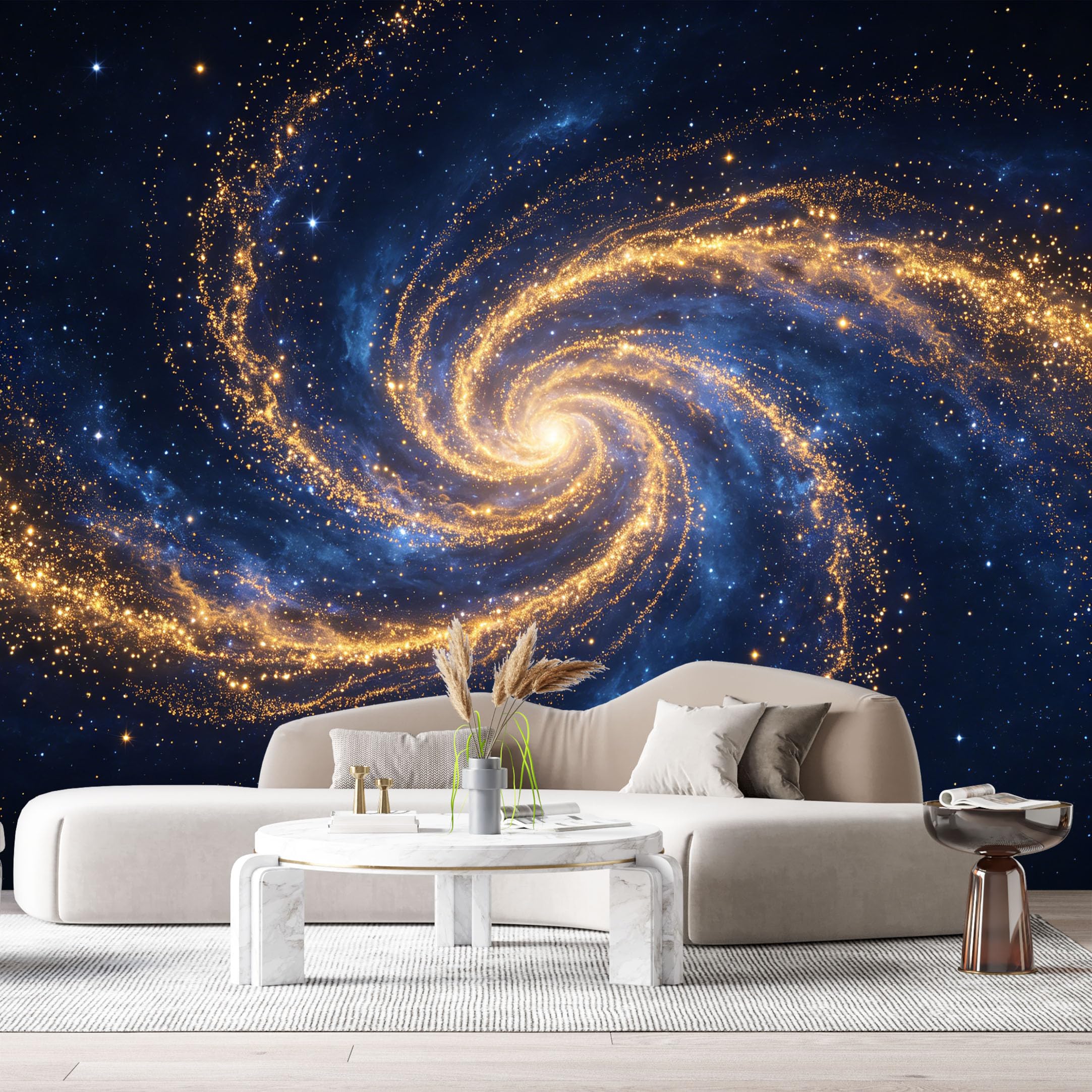 Custom Size Wall Murals Spiral Galaxy Abstract Cosmic Stars Deep Space Nebula SelfAdhesive Wall Fabric Removable Large Wallpaper for Photo Living Room