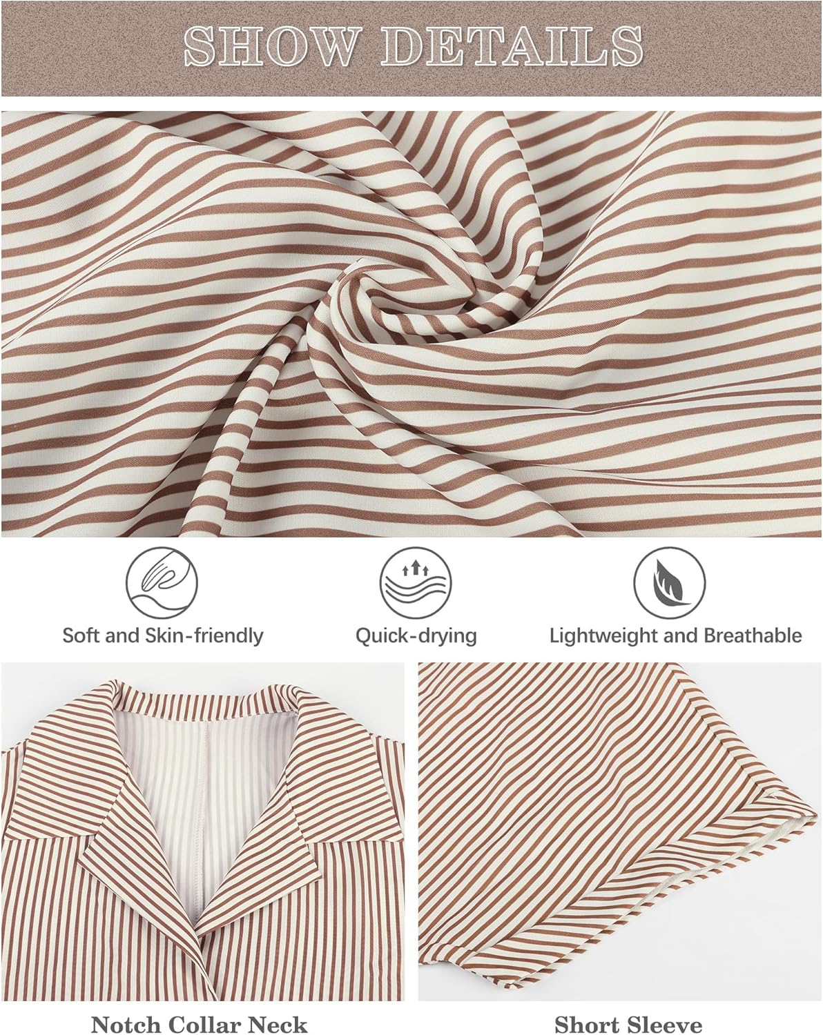 Womens Loose Fit Shirts Short Sleeve Striped Shirt Casual Collared Tops Women Office Work Blouses - Image 6