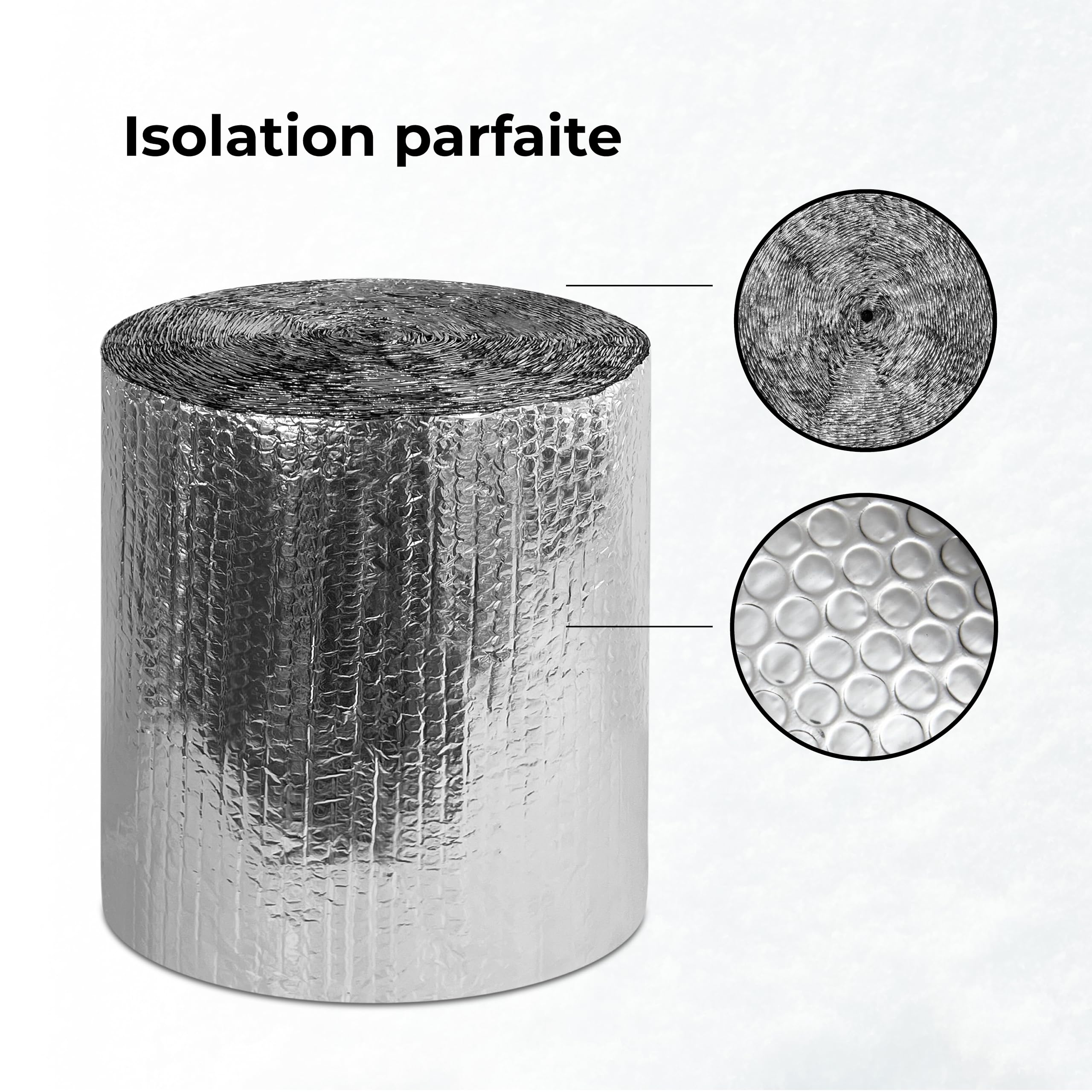 Isolant Thermique en Film Aluminisé a Bulles Triple Face 3mm | 1 x 20 m (20 m²) | Résistant pour Réflecteur Radiateur de Chaleur et Protéger Contre Froid Idéal pour Fenetre, Voiture, Porte | Triple couche | Fenêtres, radiateurs, tiroir stores, portes, cam