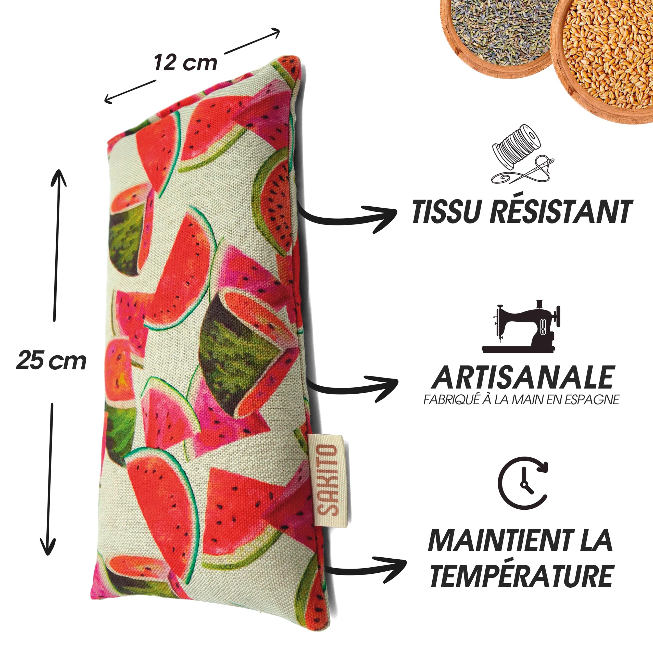 Bouillotte Micro-onde (25x12 cm) - Coussin Chauffant Naturel pour les Douleurs Menstruelles - Utilisation Chaude ou Froide - Grande Rétention de Chaleur - Parfum Lavande
