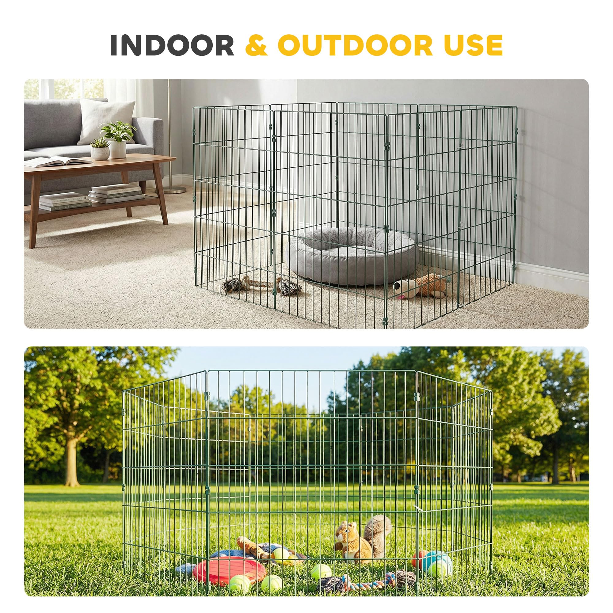 PawHut Corral para mascotas de 8 paneles, corral plegable para interiores y exteriores, incluye estacas de conexión a tierra, 80 cm de altura