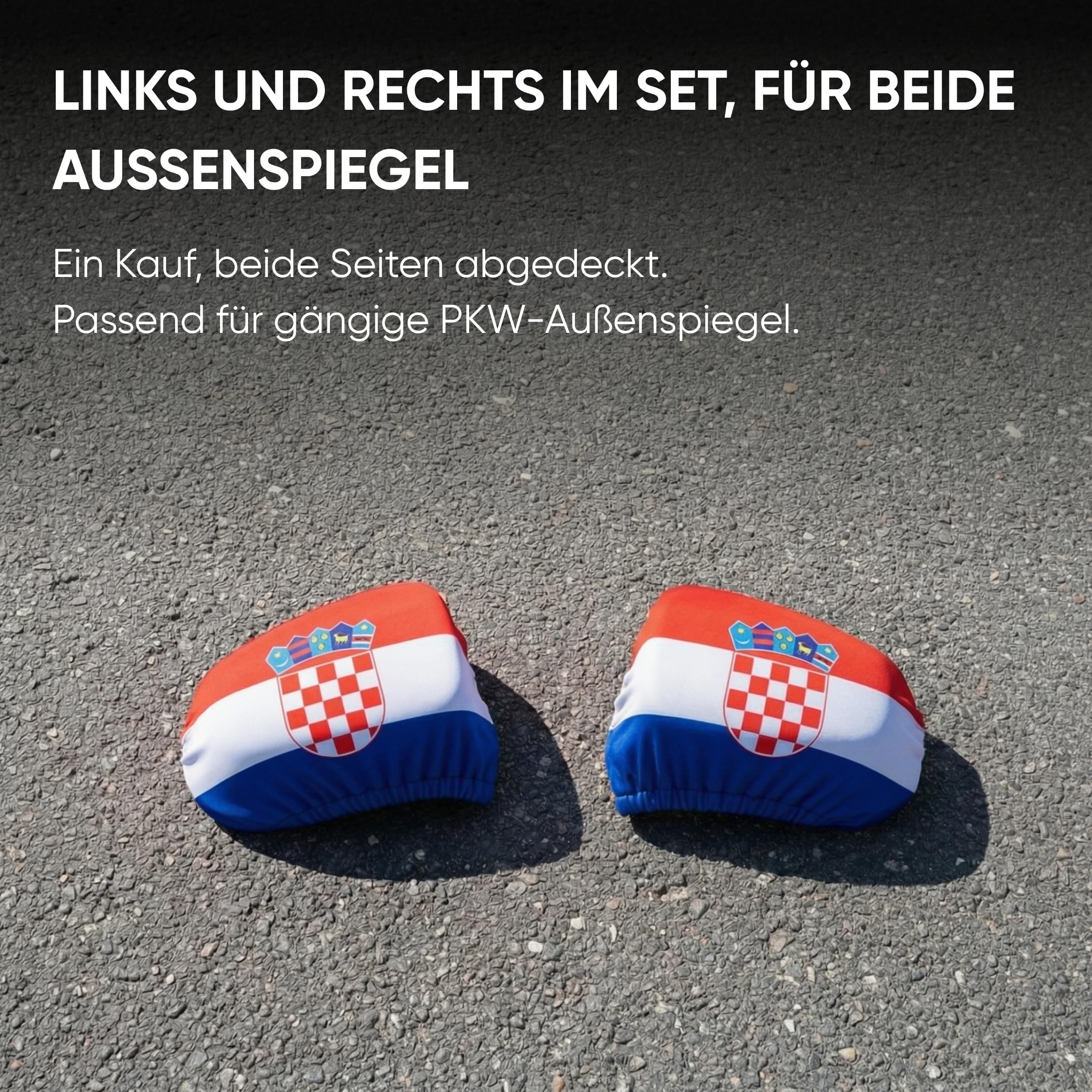 Sonia Originelli Fanset Fanartikel für das Auto 2 Stück Fensterfahnen Autofahne, Spiegelfahnen für die Außenspiegel und 2 Stück Magnetfahnen für die Tür Farbe: Kroatien