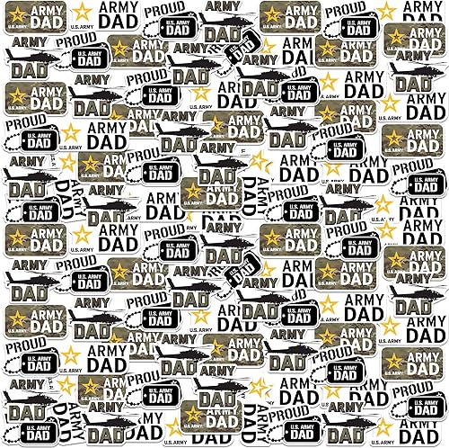 Army Dad - Paquete variado de calcomanías de vinilo de 100 unidades, tamaño grande, para laptop, botella de agua, álbumes de recortes, tableta,