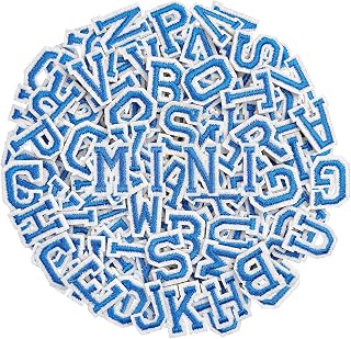 0.7" Iron on Letters Patches for Fabric, Clothing, Hats, Tote Bags, Blue