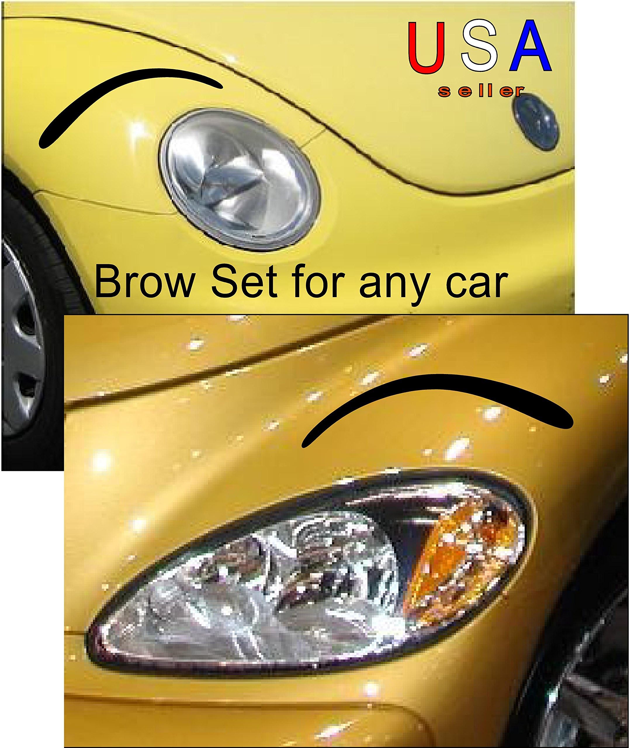 Car Eyebrows Brows great with Eyelashes to make face Decal Sticker Black headlight