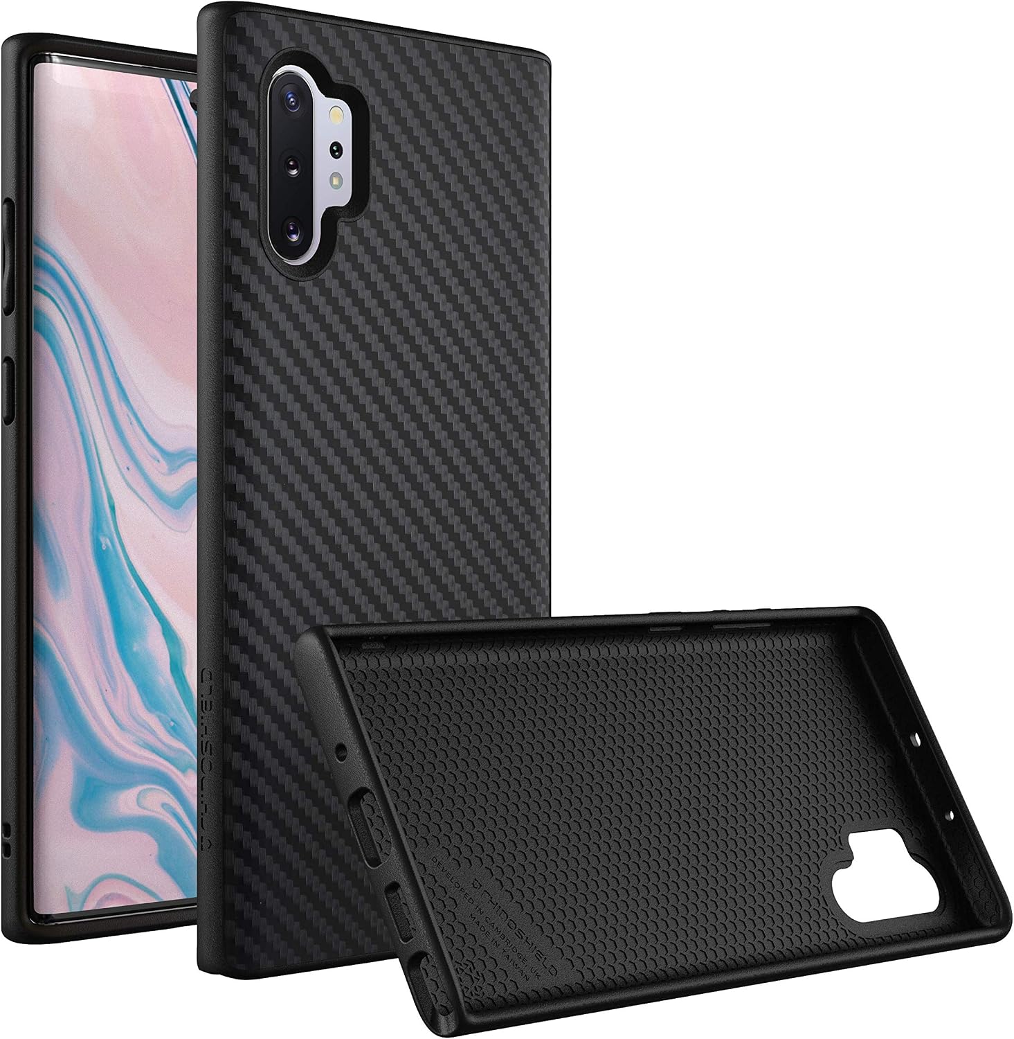 RhinoShield Case Compatible with [Galaxy Note 10+ (Plus)] | SolidSuit - Shock Absorbent Slim Design Protective Cover with Premium Matte Finish [3.5M / 11ft Drop Protection] - Carbon Fiber Texture