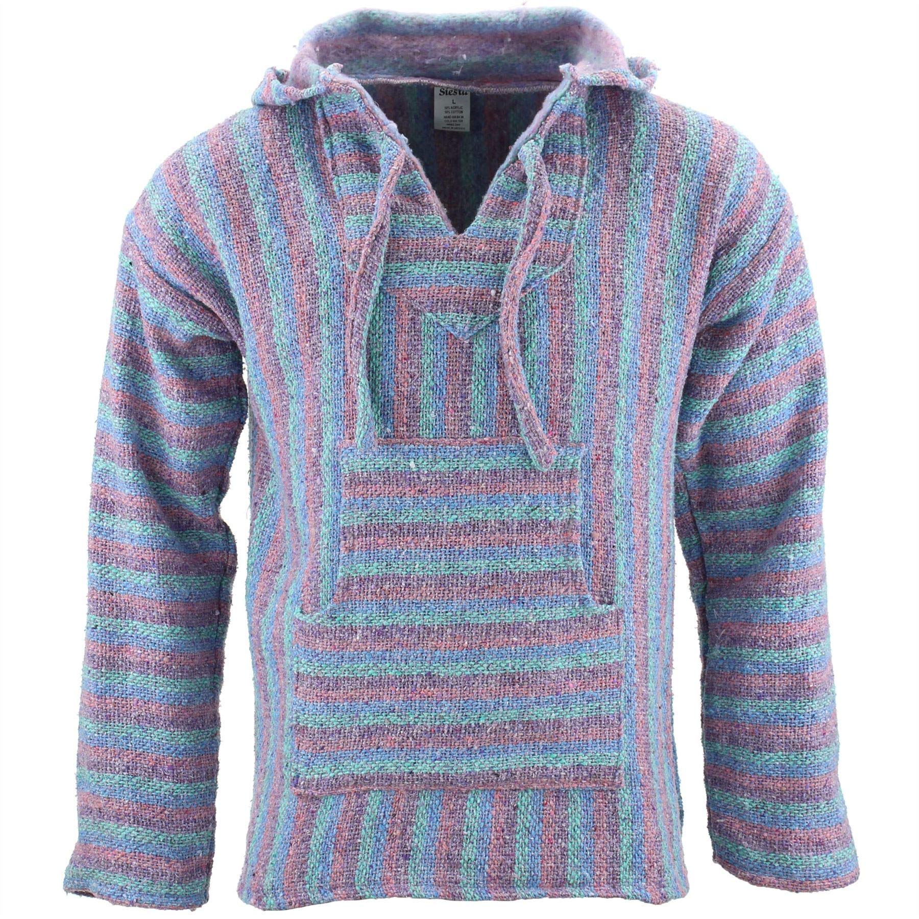 Siesta Mexican Baja Jerga Hoody - Soft Pastel (Medium)