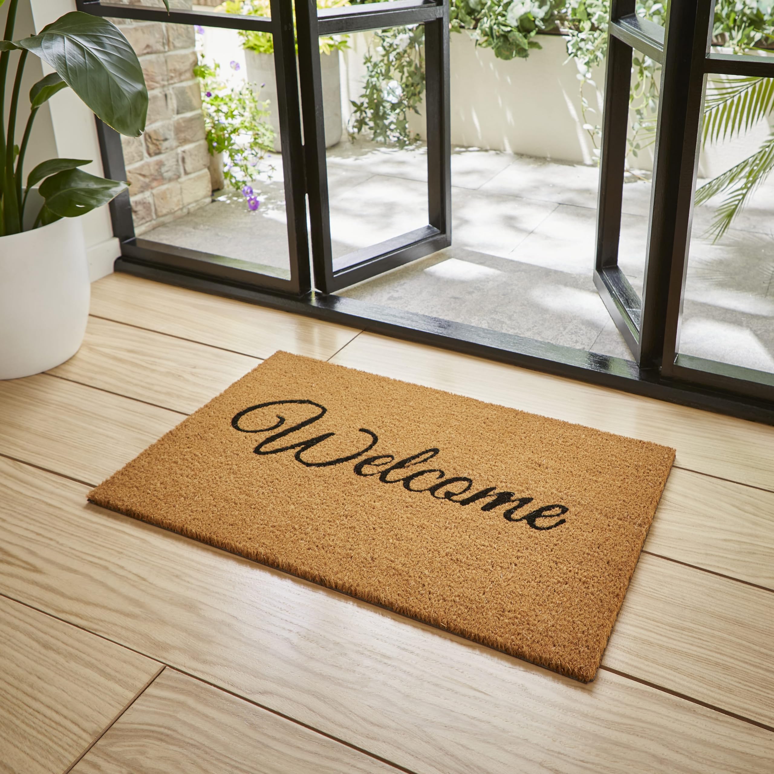 Think Rugs Coco Coir Door Mat - Natural Coir, Non-Slip, Thick, Premium Quality, Rubber Backed, Eco-Friendly, Heavy Duty -Indoor/Outdoor Entrance Door Mat- 45 x 75