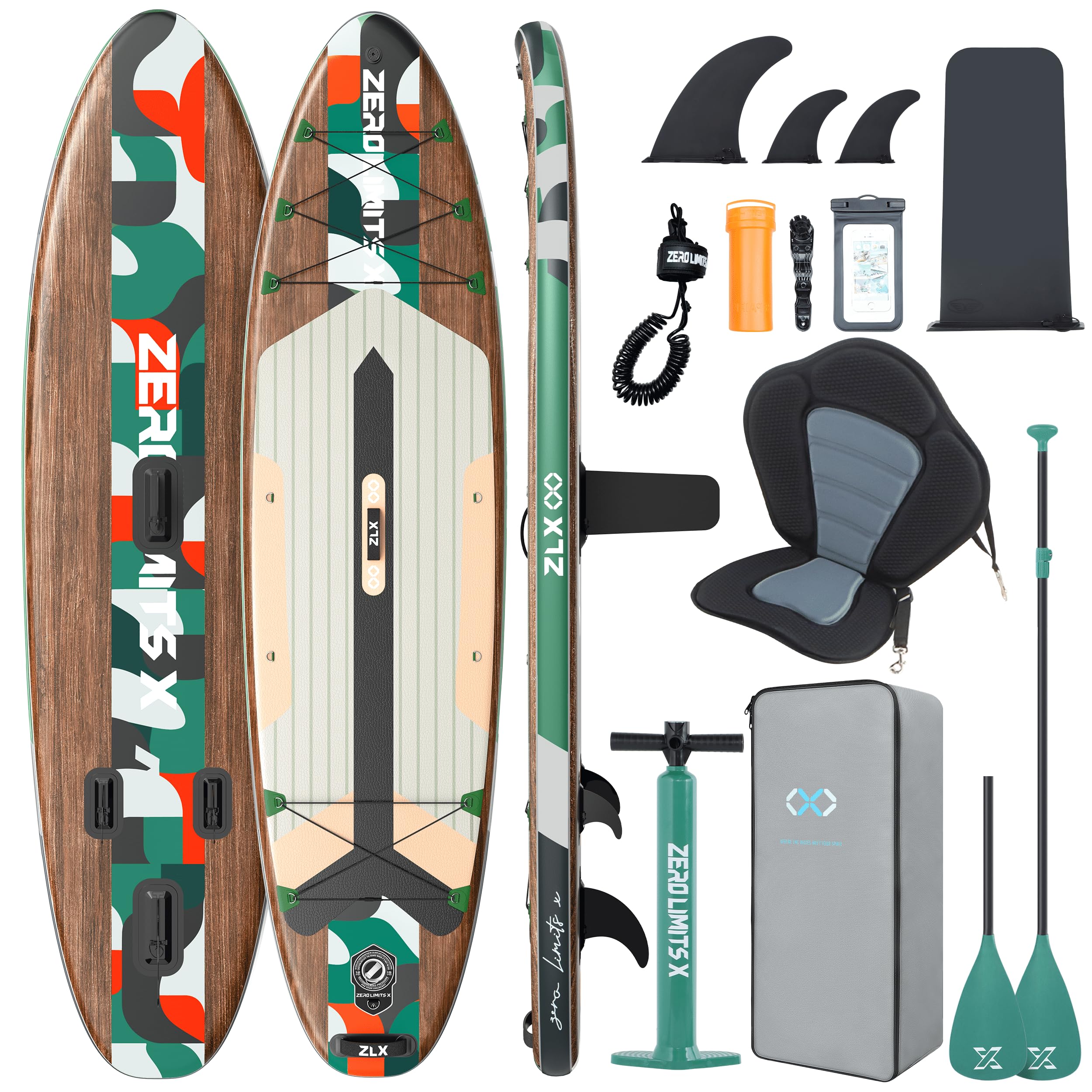 ZLX Tavola da SUP Gonfiabile con sedile per tutti i livelli di abilità, 320cm sup tavola gonfiabile con pinna di equilibrio brevettata, con Grande Stabilità