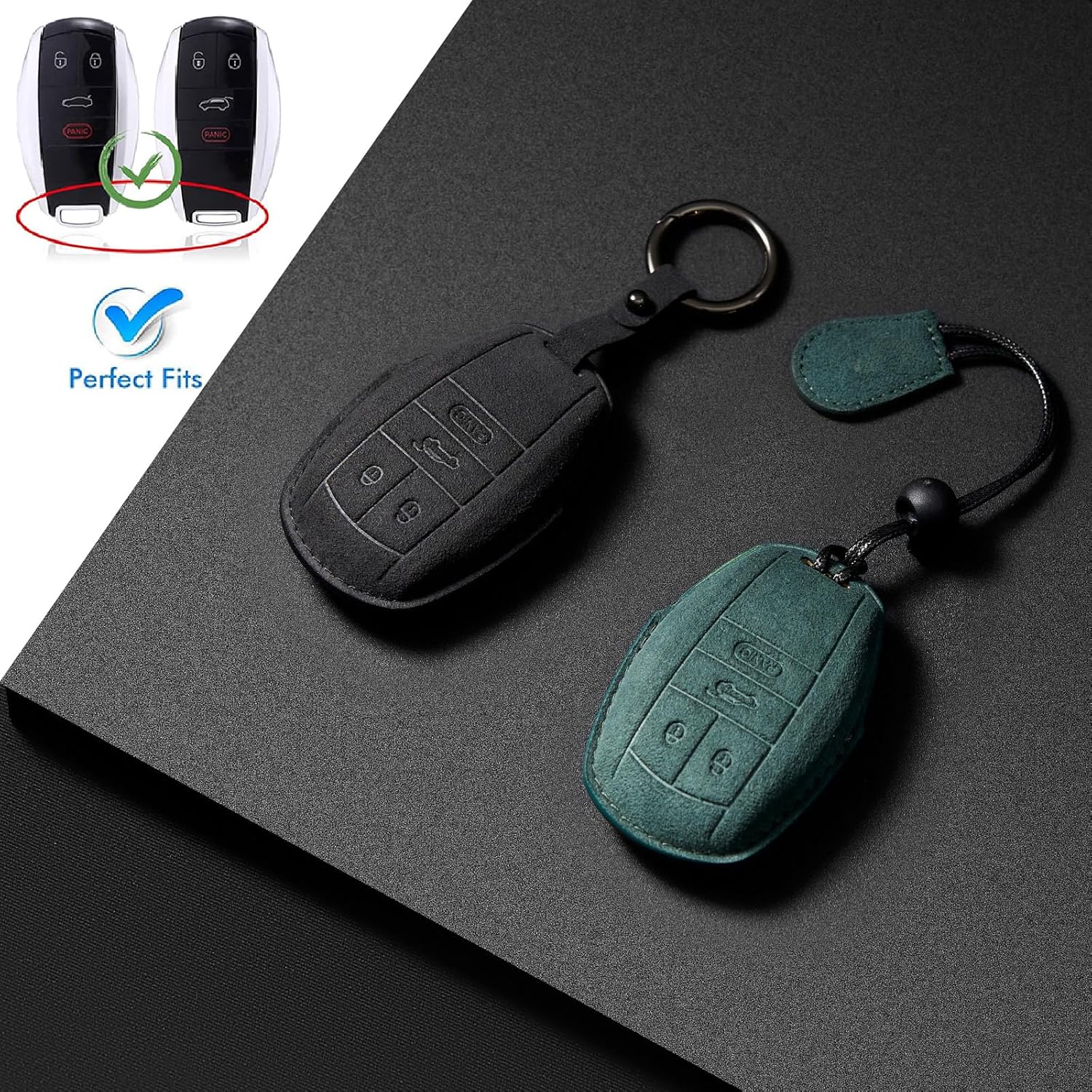 Premium Suede Leather Key Fob Case Cover Fit for Bentley Bentayga Flying Spur GT 2018-2021 With Keychain
