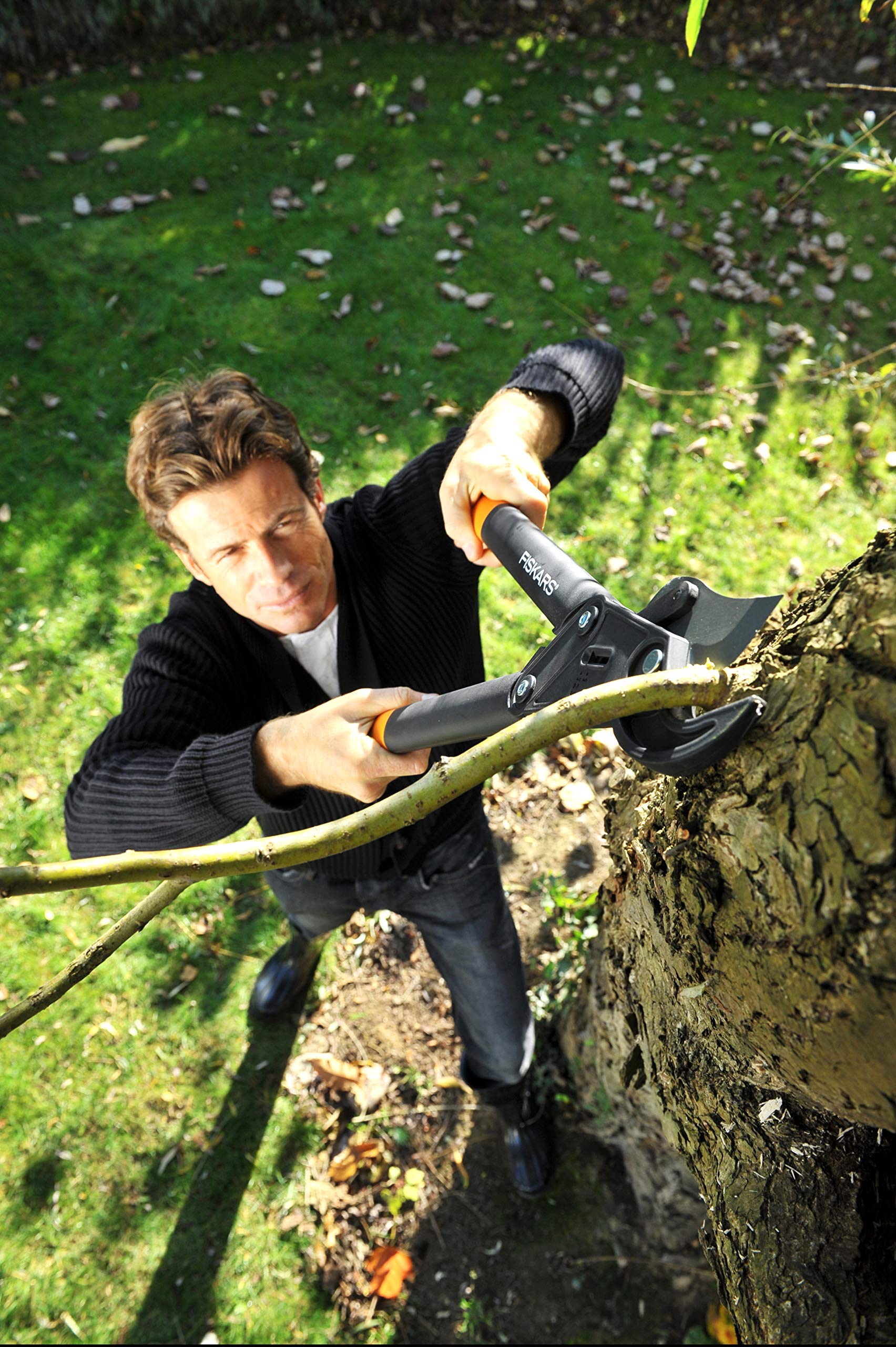 Fiskars PowerGear II Bypass-Getriebeastschere für frisches Holz, Antihaftbeschichtet, Gehärteter Präzisionsstahl, 46 cm & Bypass-Gartenschere für frische Äste und Zweige, Antihaftbeschichtet, 22,5 cm
