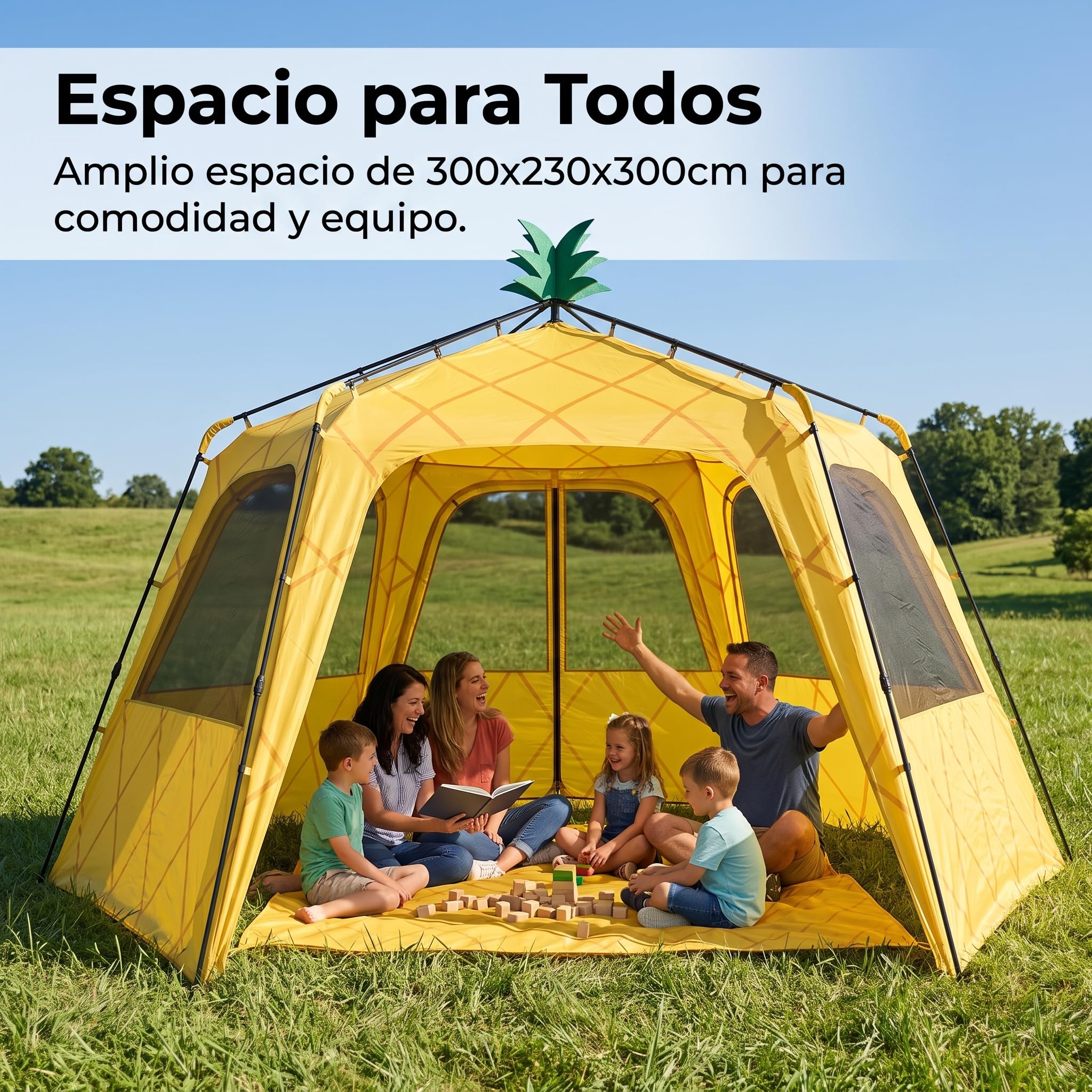 Tienda Campaña Instantánea para Camping Exterior, Refugio Portátil con Protección 50+, Tienda de campaña con 4 Cortinas de Malla