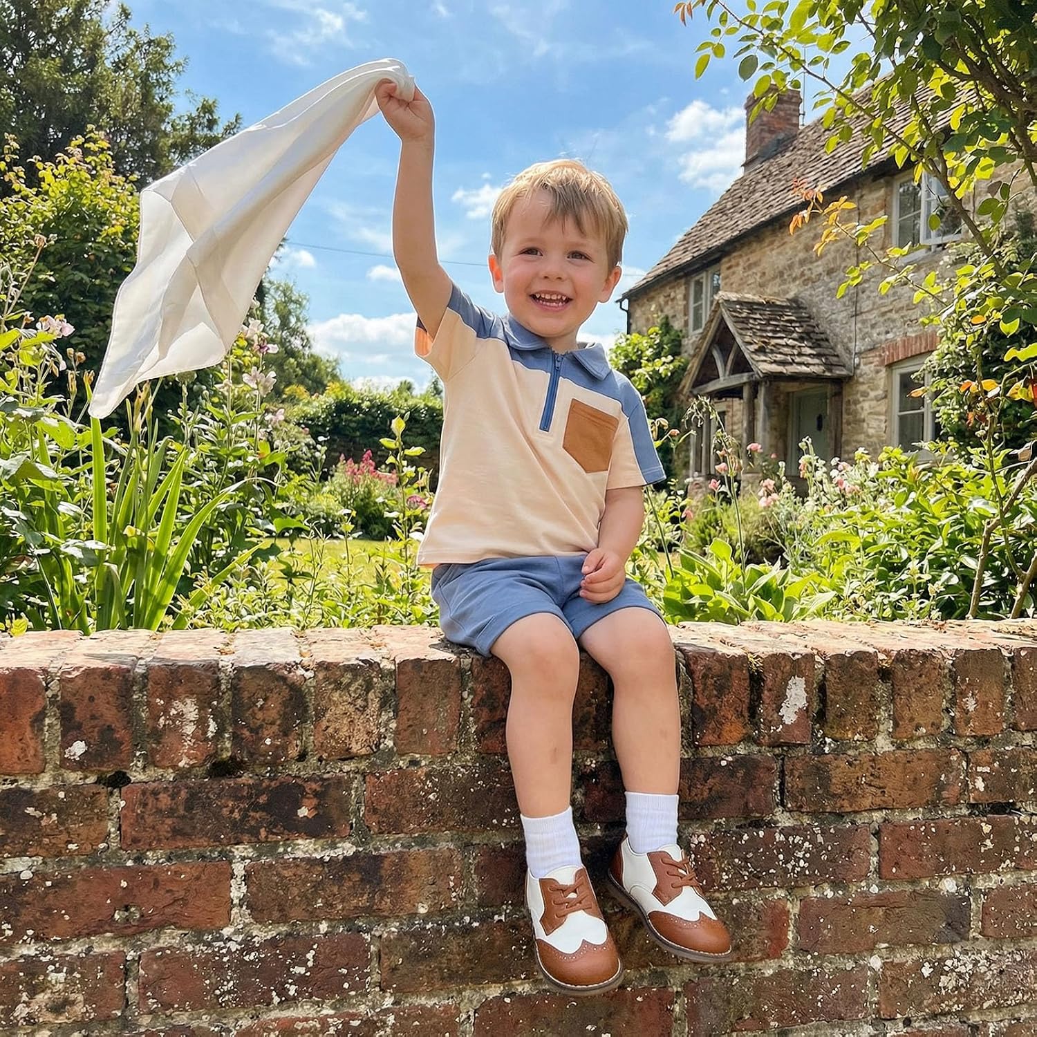 Toddler Baby Boy Summer Outfits Patchwork Turn Down Collar Short Sleeve T-Shirts Shorts Set Cute Infant Clothes